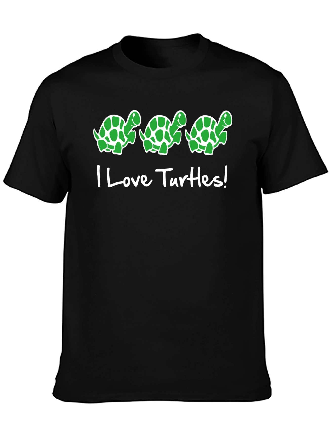 I Love Turtles! Graphic Tee - Black Cotton T-Shirt