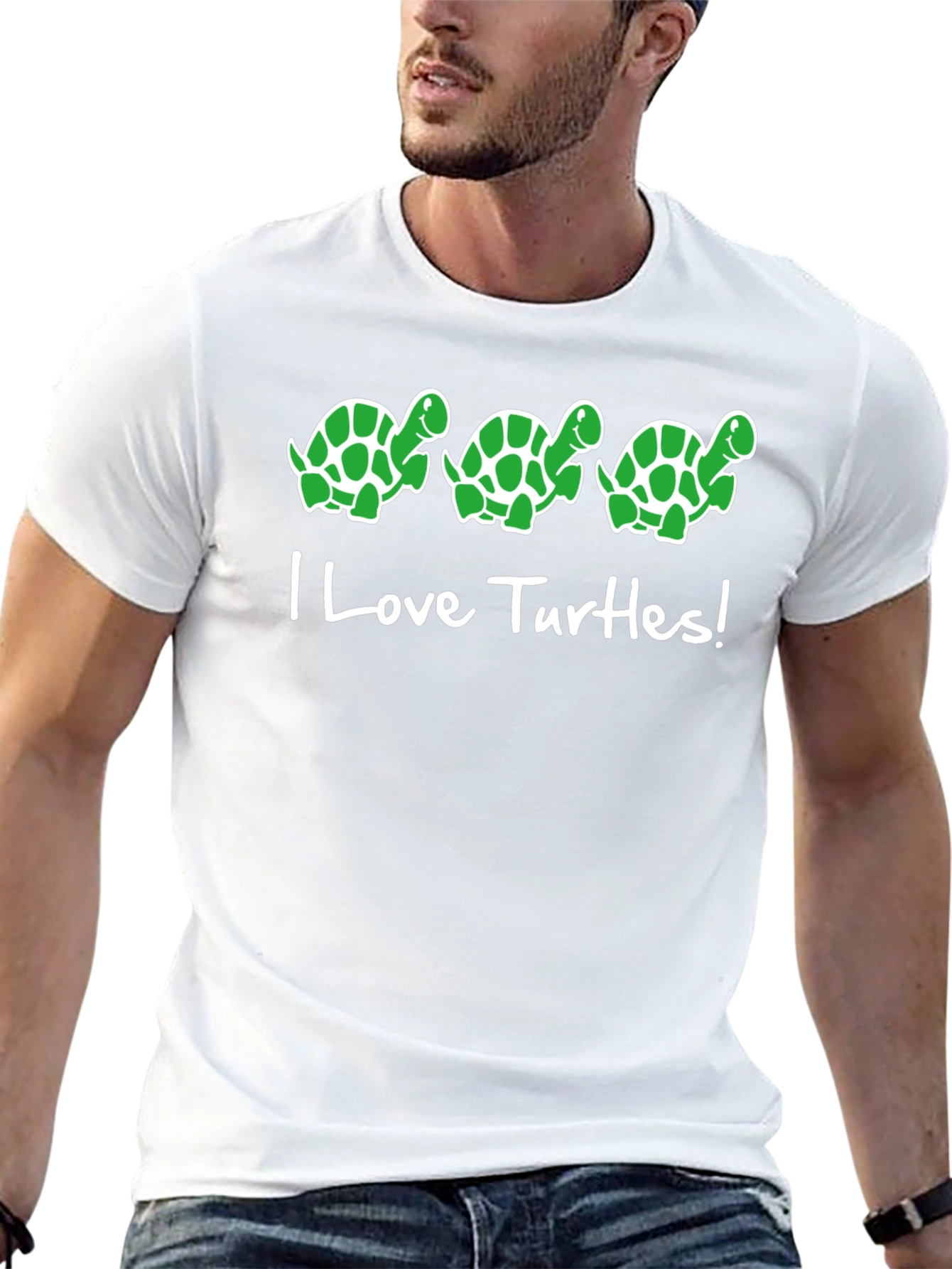 I Love Turtles! Graphic Tee - Black Cotton T-Shirt