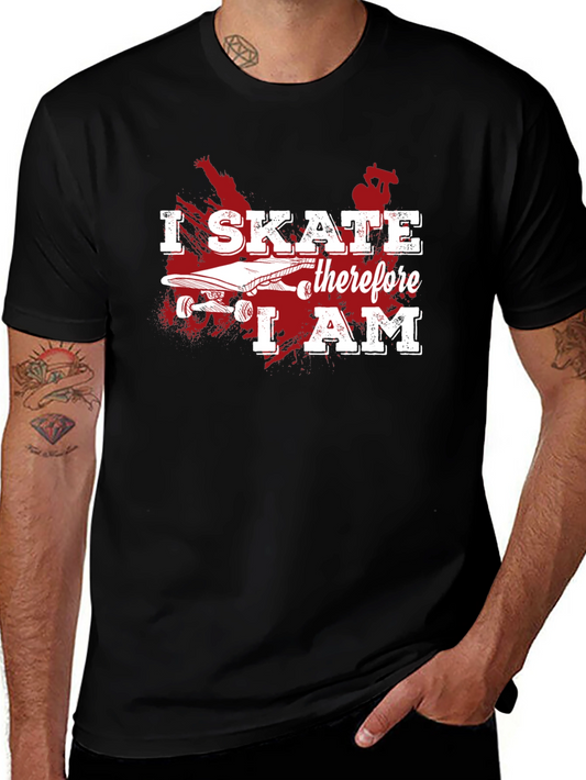 I Skate Therefore I Am Graphic Tee - Black Cotton Blend