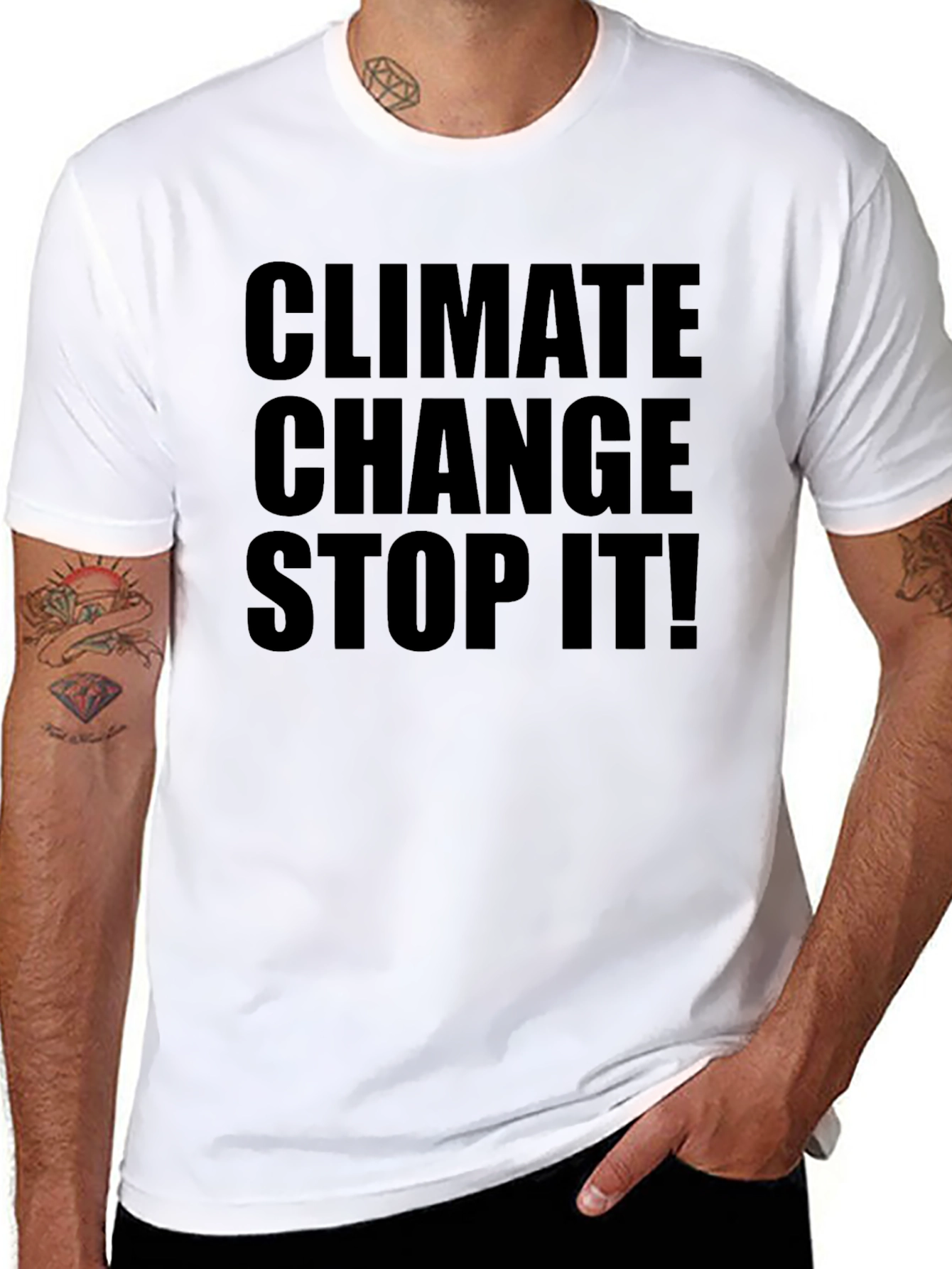 Climate Change Stop It! Black T-Shirt
