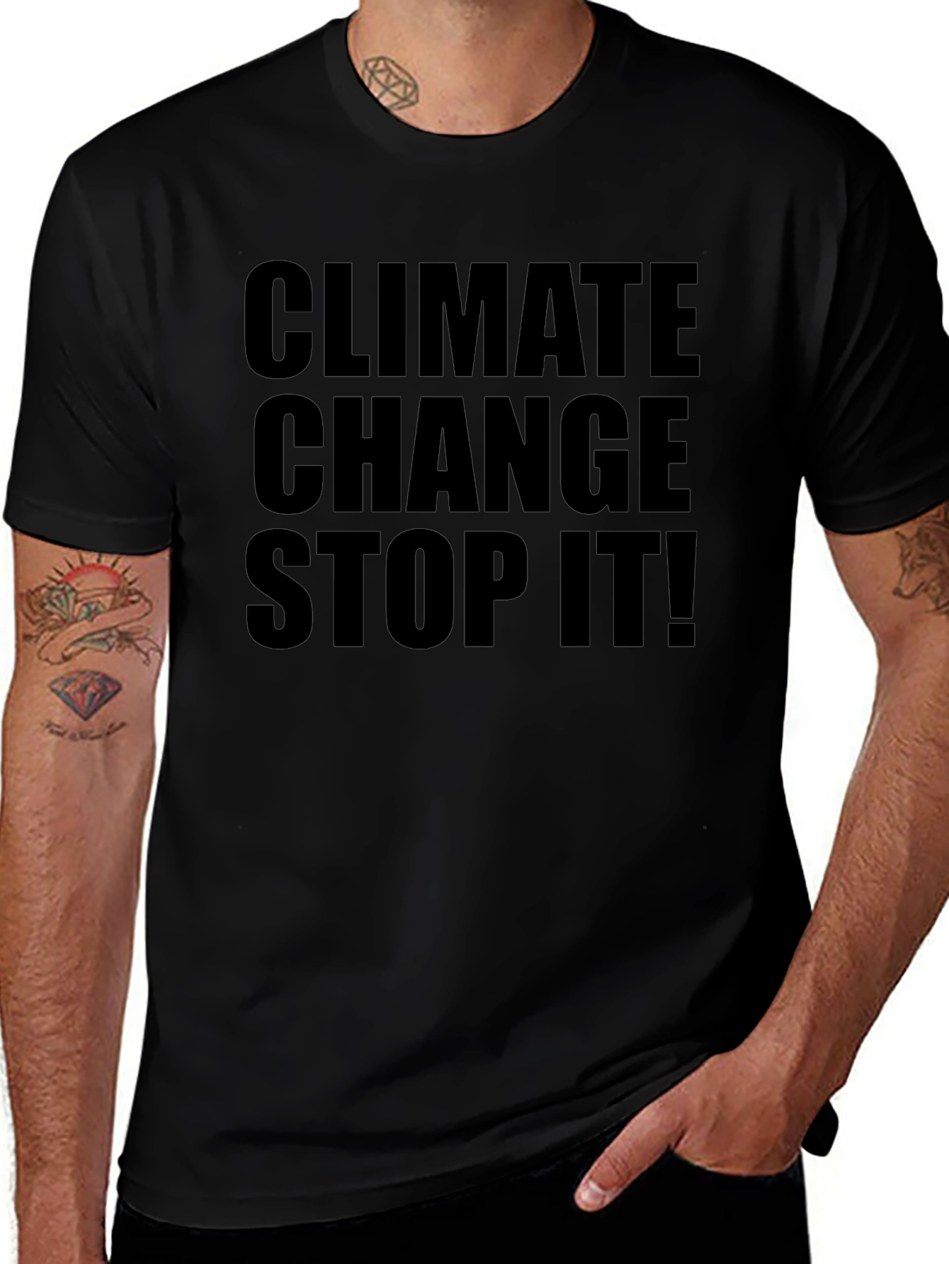 Climate Change Stop It! Black T-Shirt