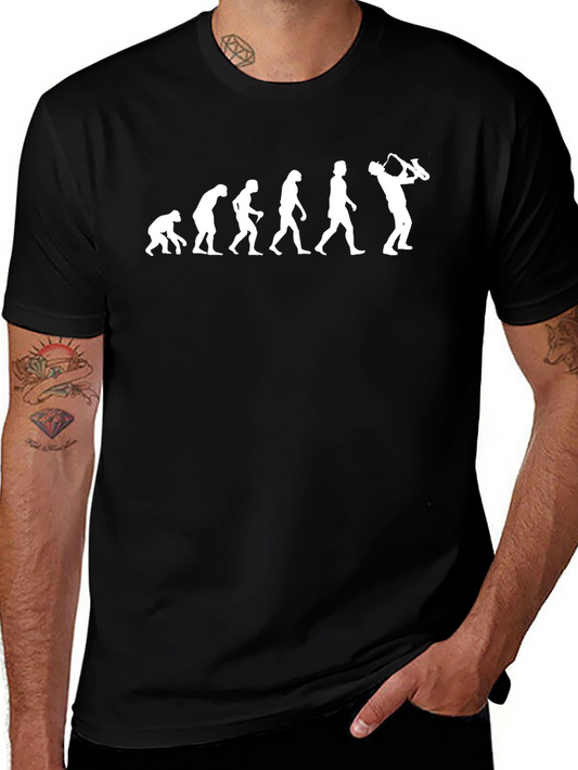 Evolution of Saxophone Player Black T-Shirt