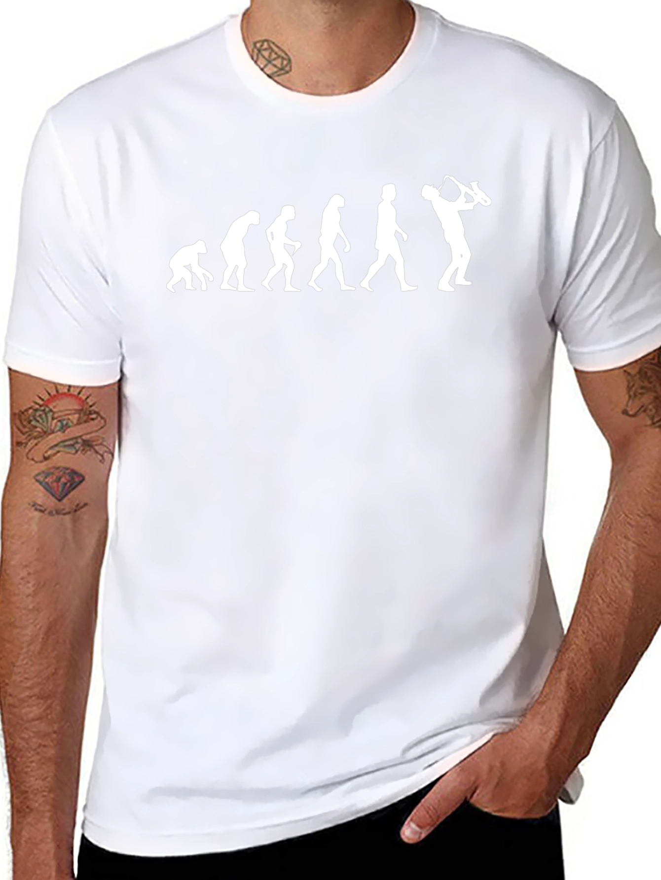 Evolution of Saxophone Player Black T-Shirt