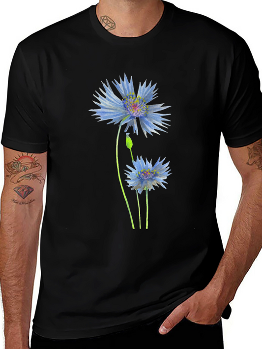 Cornflower Graphic Tee - Black Cotton T-Shirt