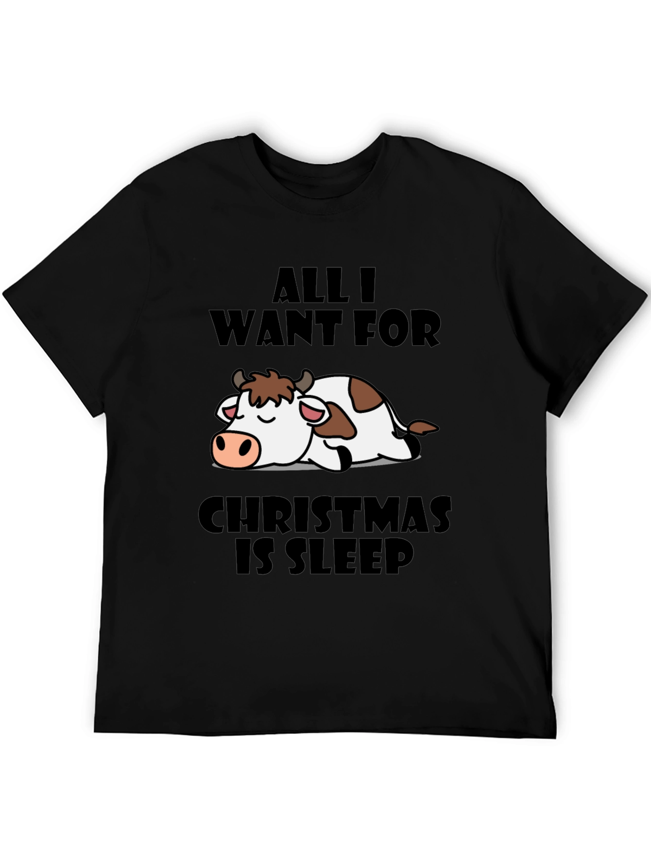Funny Christmas Cow Sleep T-Shirt