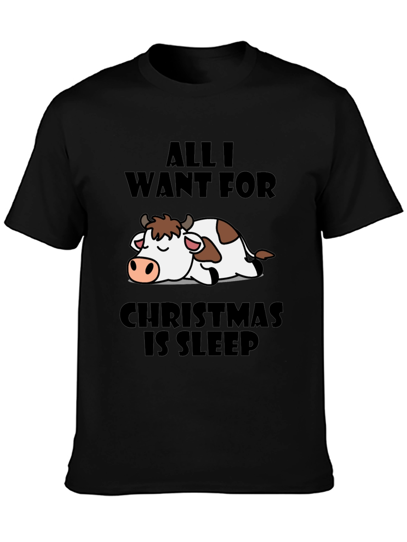 Funny Christmas Cow Sleep T-Shirt