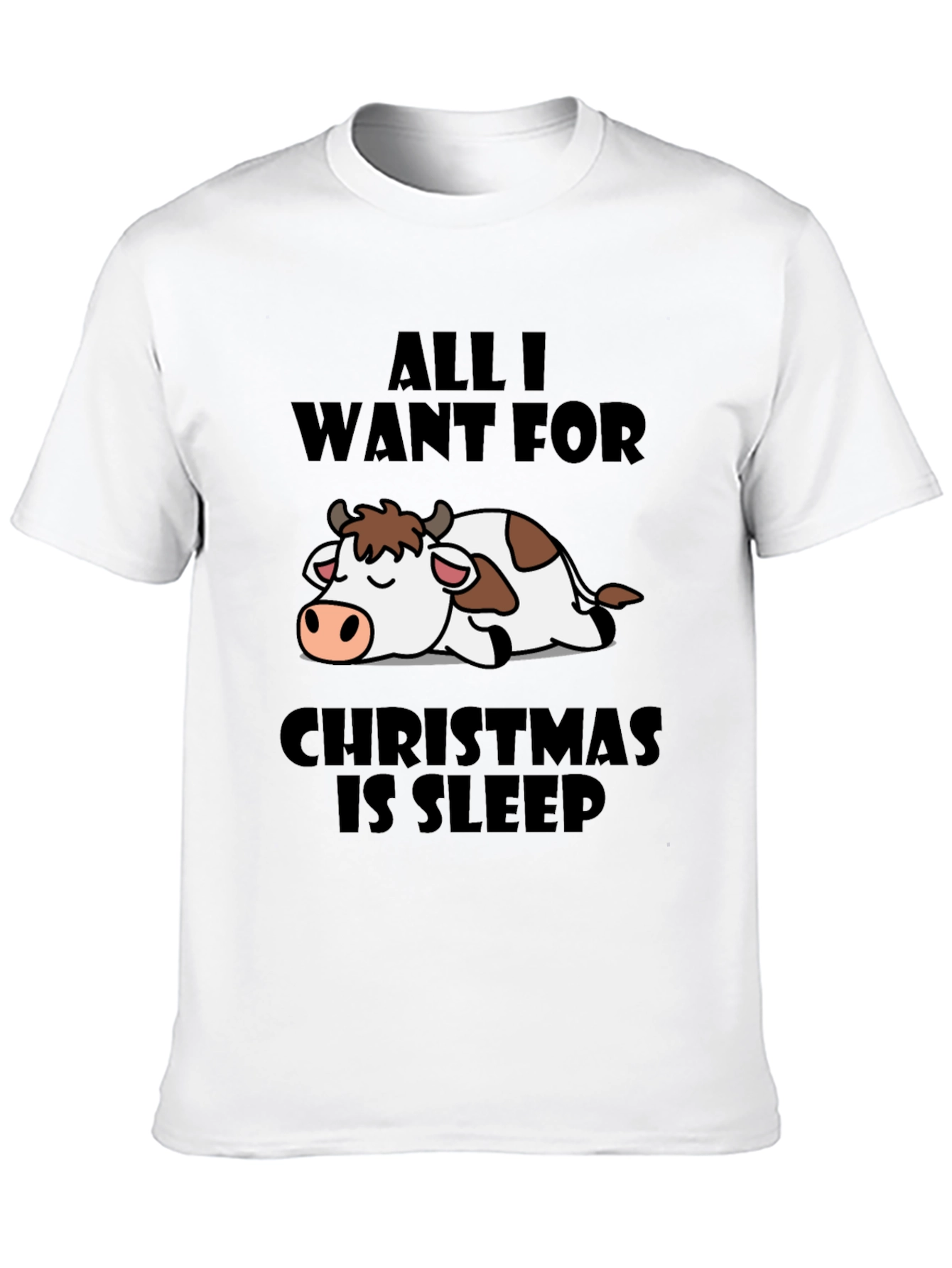 Funny Christmas Cow Sleep T-Shirt