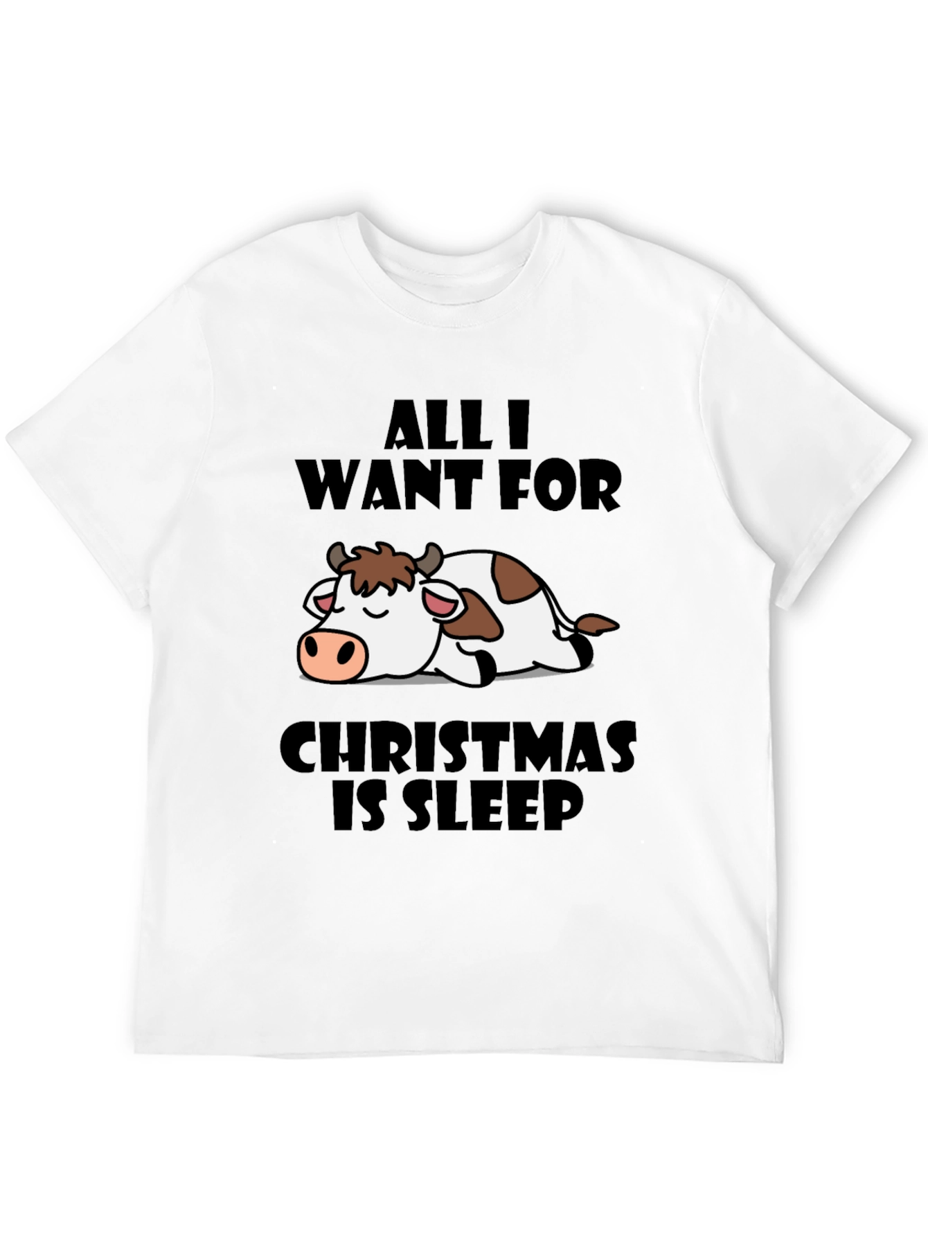 Funny Christmas Cow Sleep T-Shirt