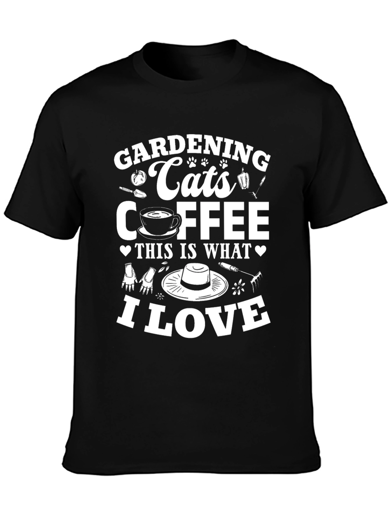 Gardening Cats Coffee I Love T-Shirt