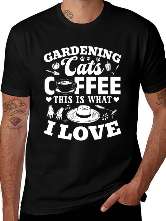 Gardening Cats Coffee I Love T-Shirt