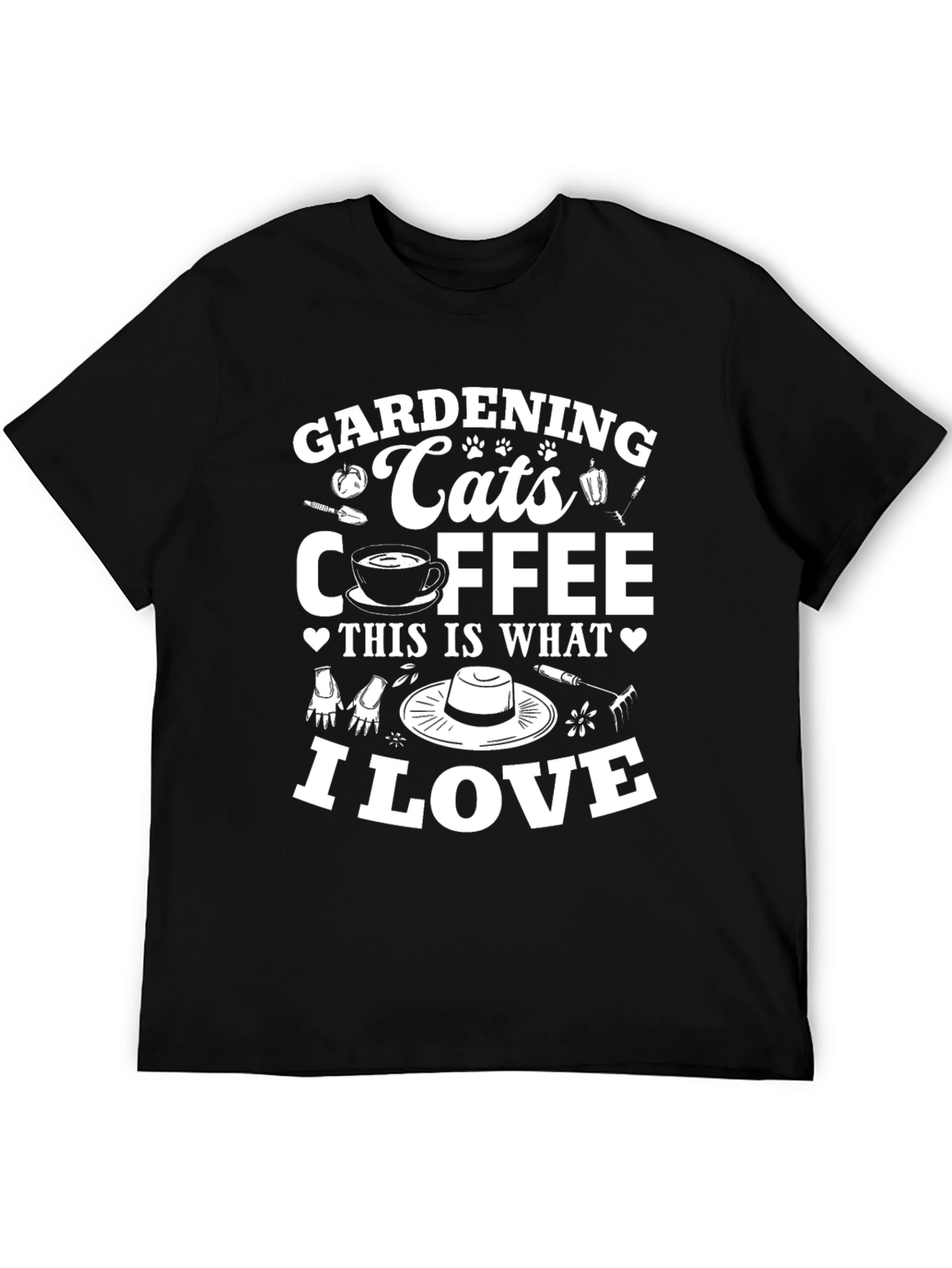 Gardening Cats Coffee I Love T-Shirt