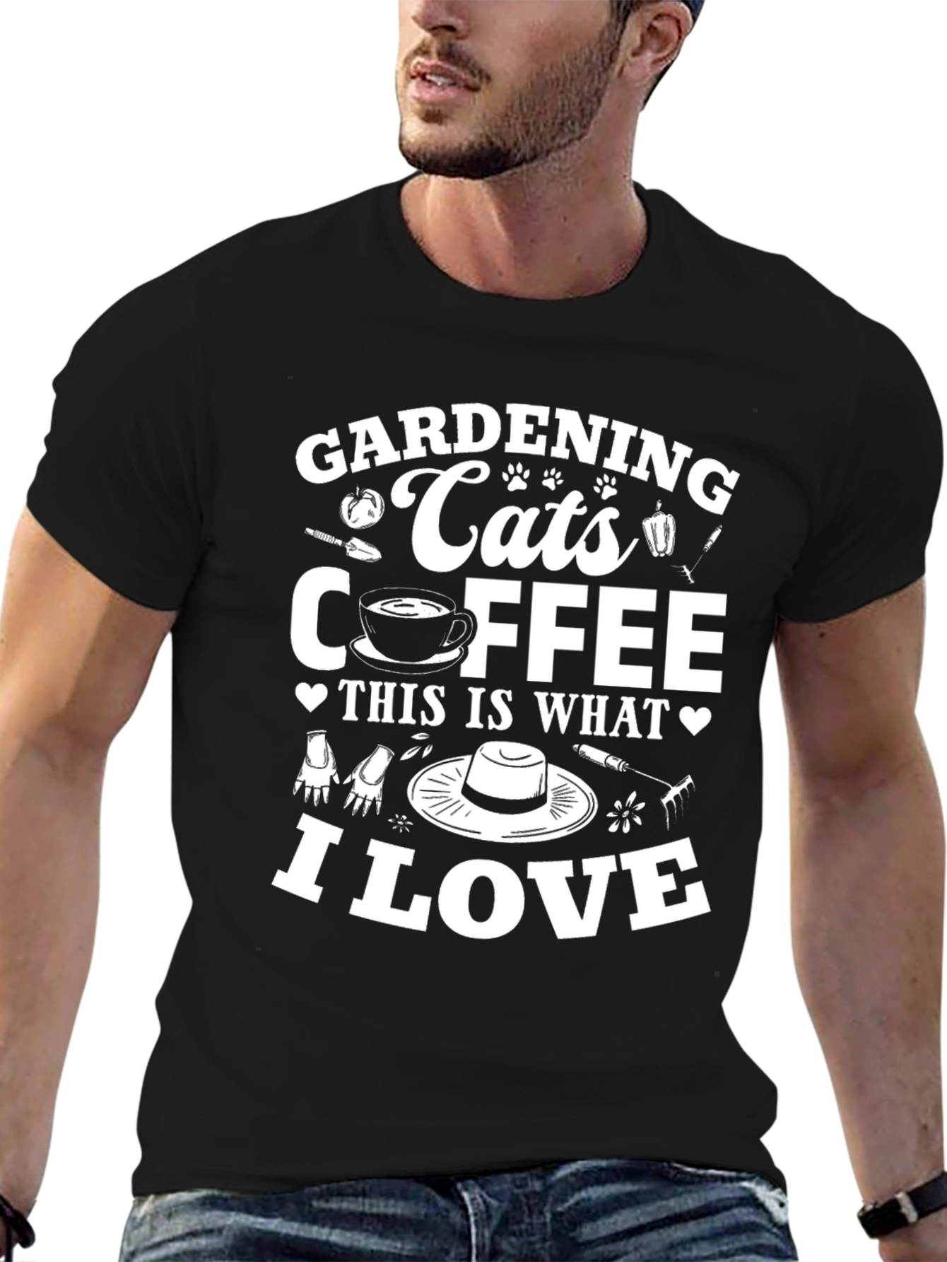 Gardening Cats Coffee I Love T-Shirt