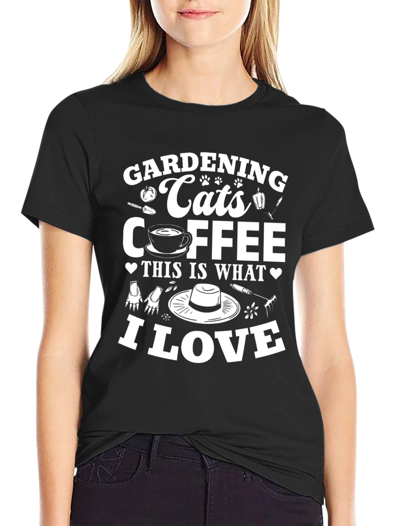 Gardening Cats Coffee I Love T-Shirt