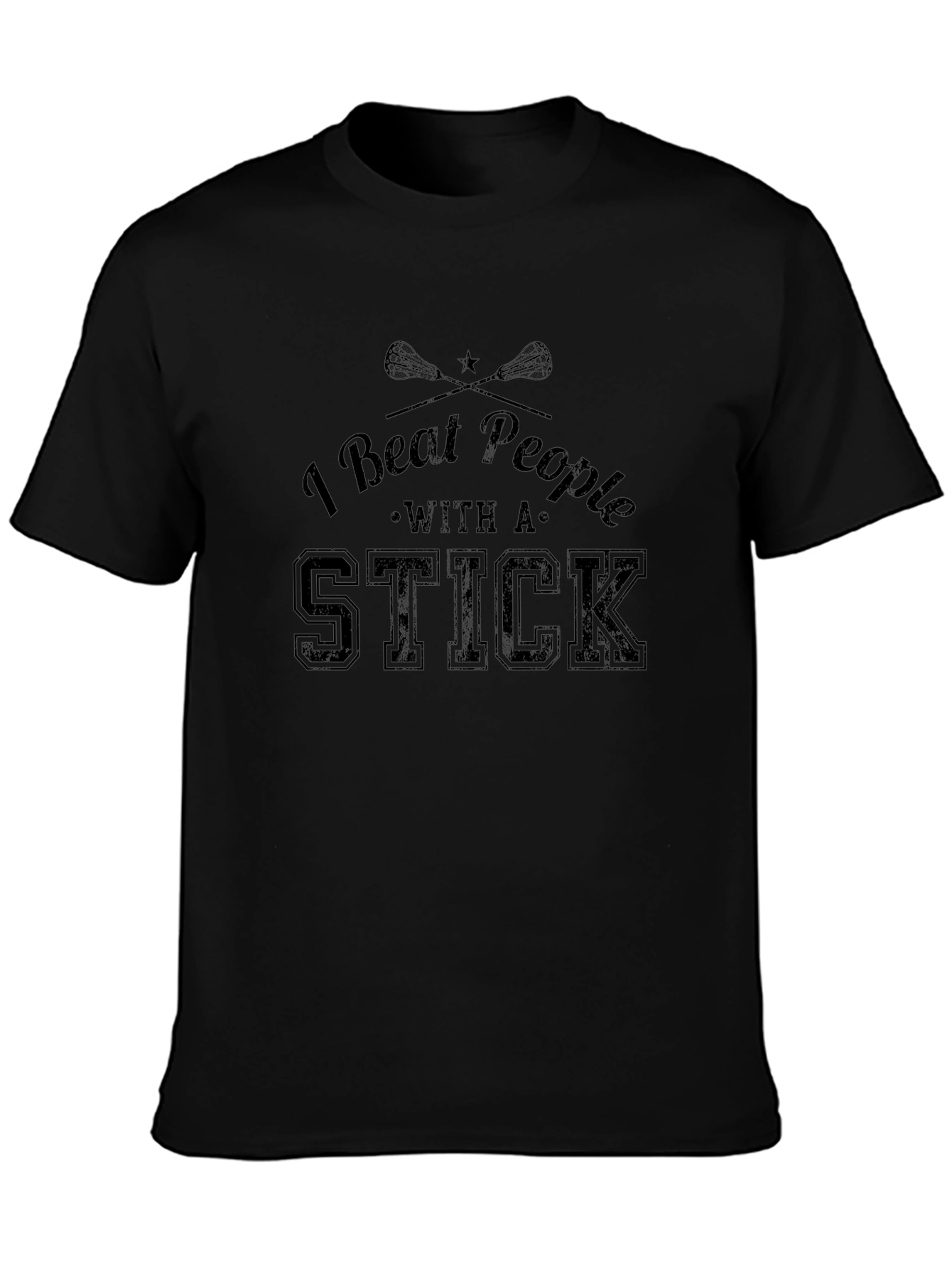 I Beat People with a Stick Black T-Shirt