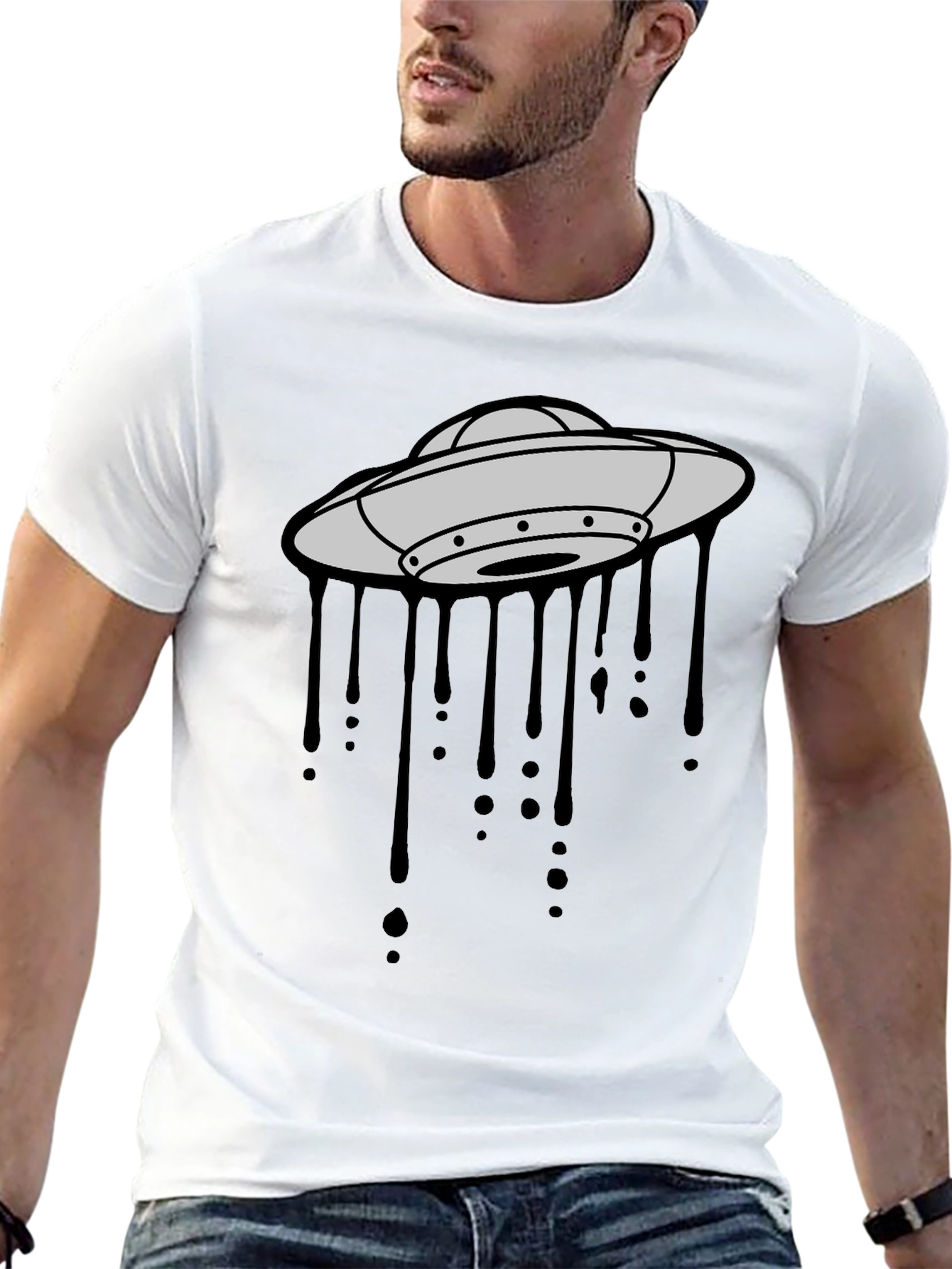 UFO Drip Graphic Black T-Shirt