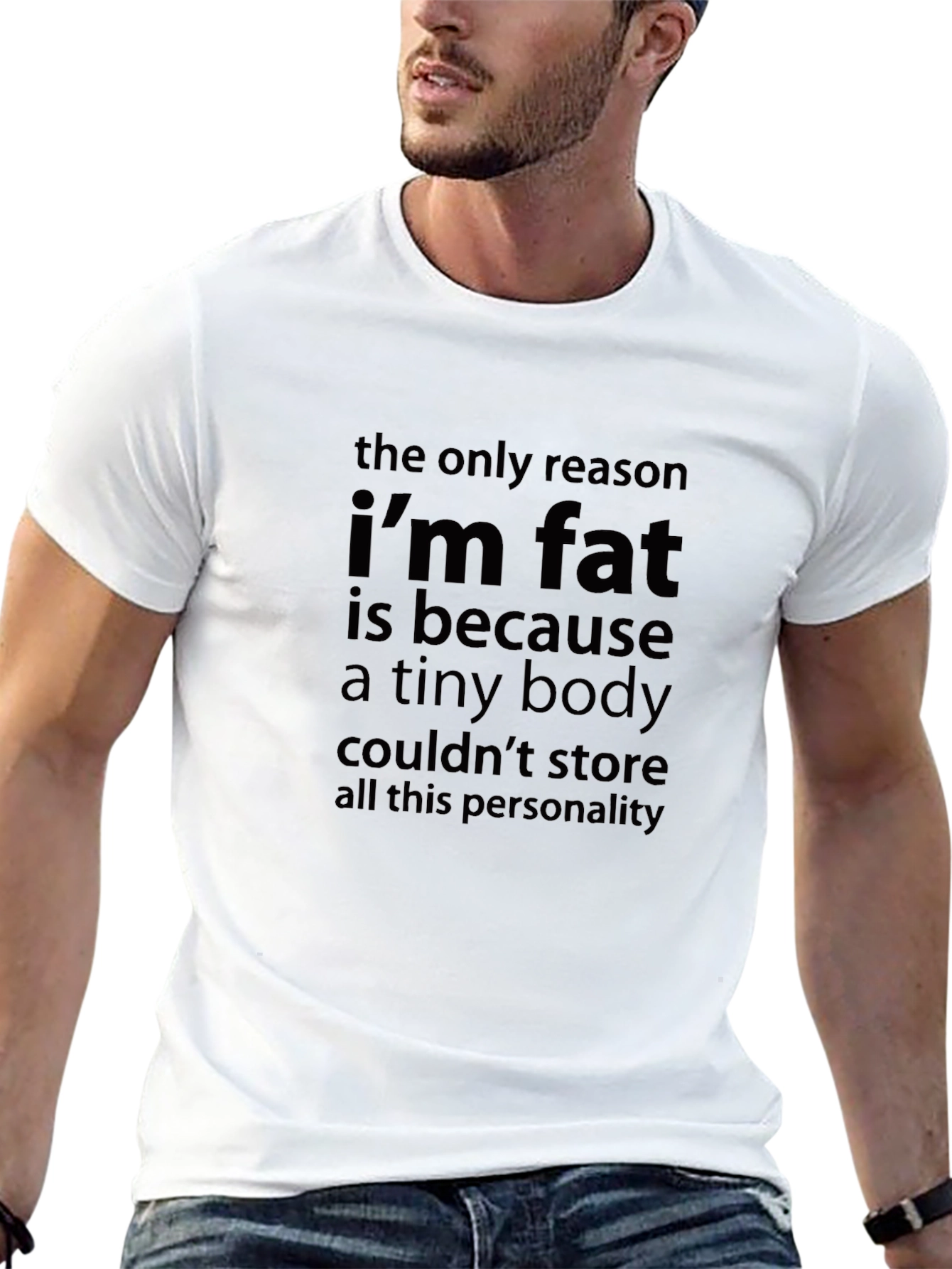 Funny Im Fat Slogan Black T-Shirt