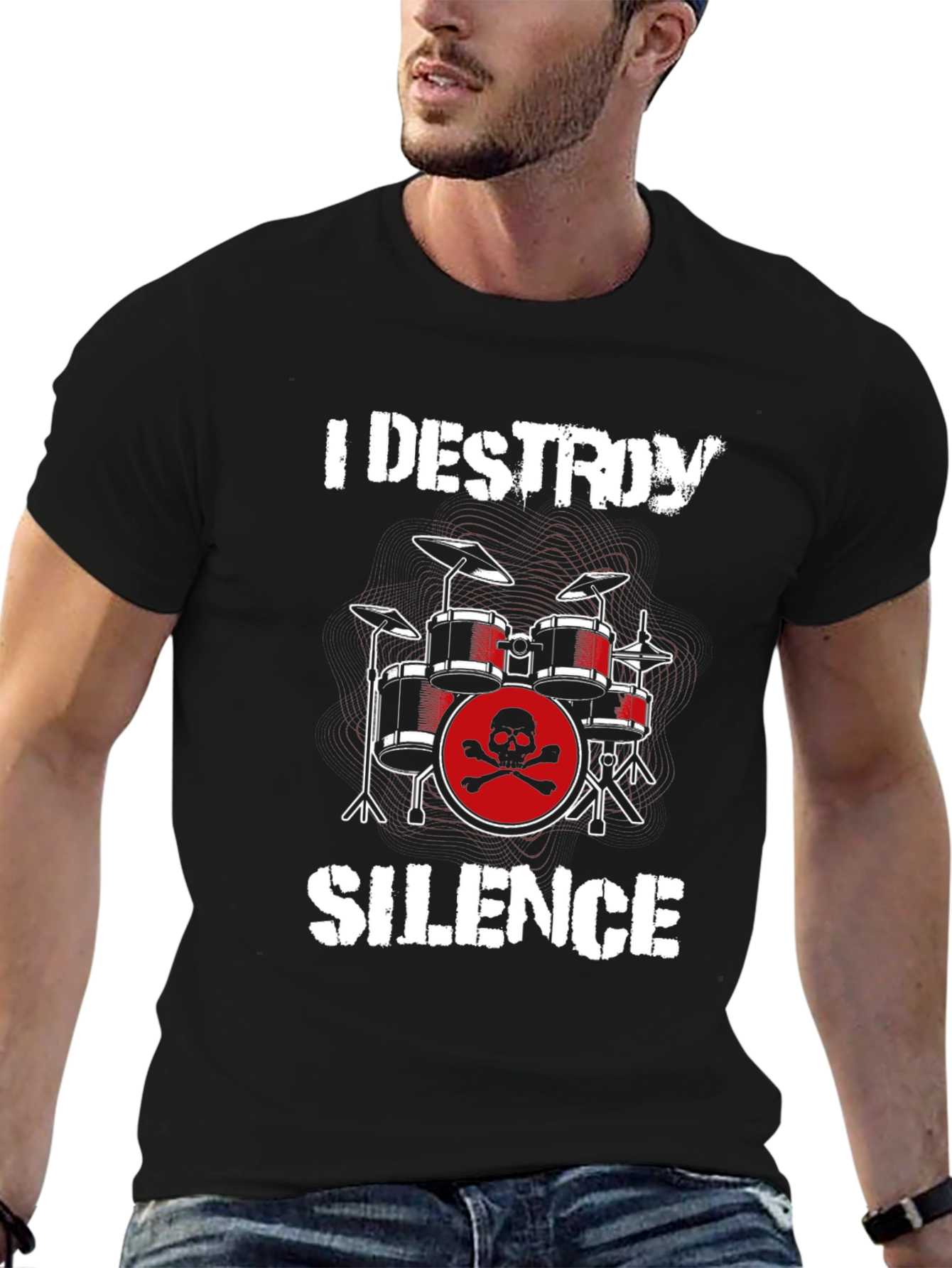 I Destroy Silence Drummer T-Shirt - Rock Band Tee