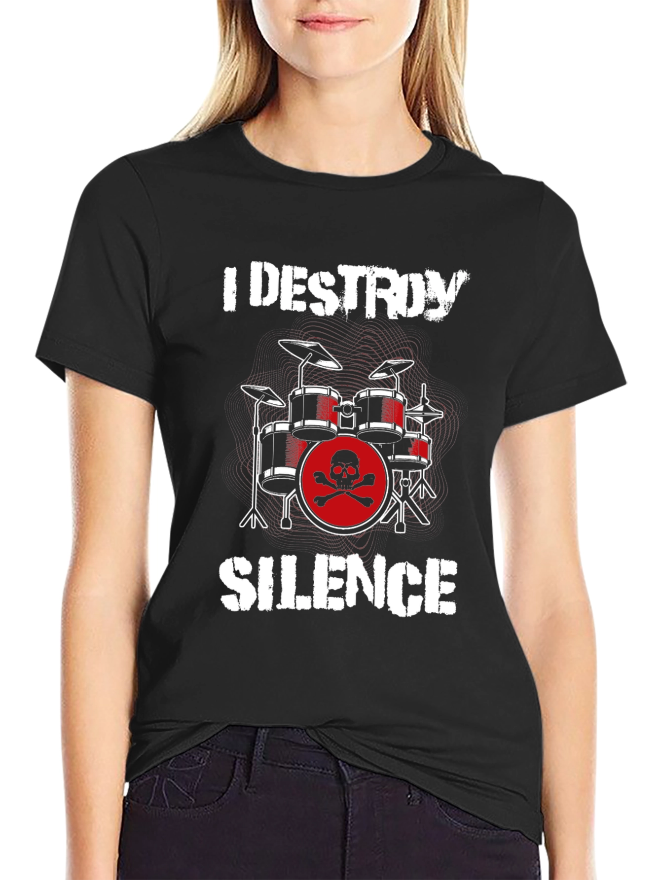 I Destroy Silence Drummer T-Shirt - Rock Band Tee