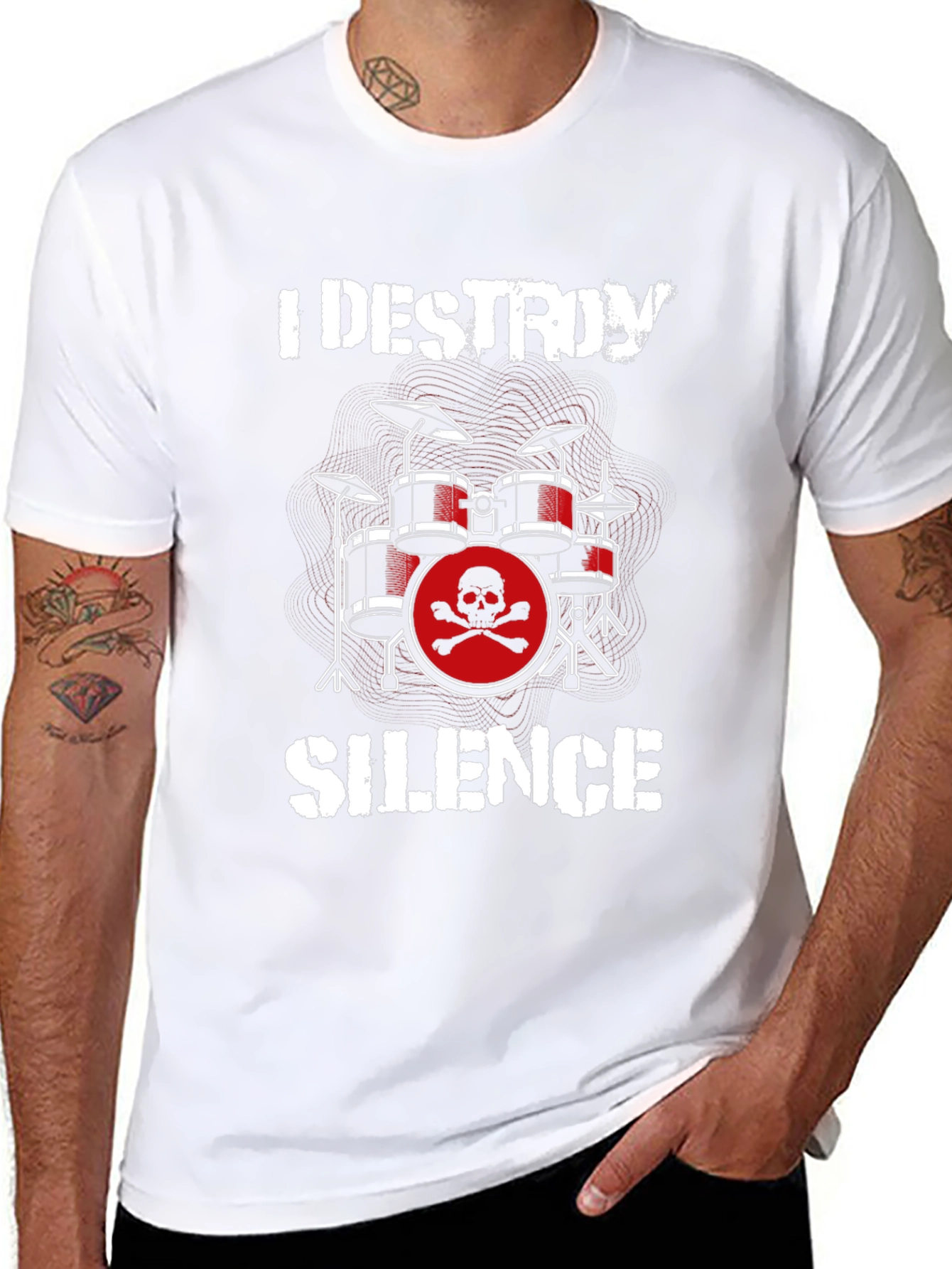 I Destroy Silence Drummer T-Shirt - Rock Band Tee