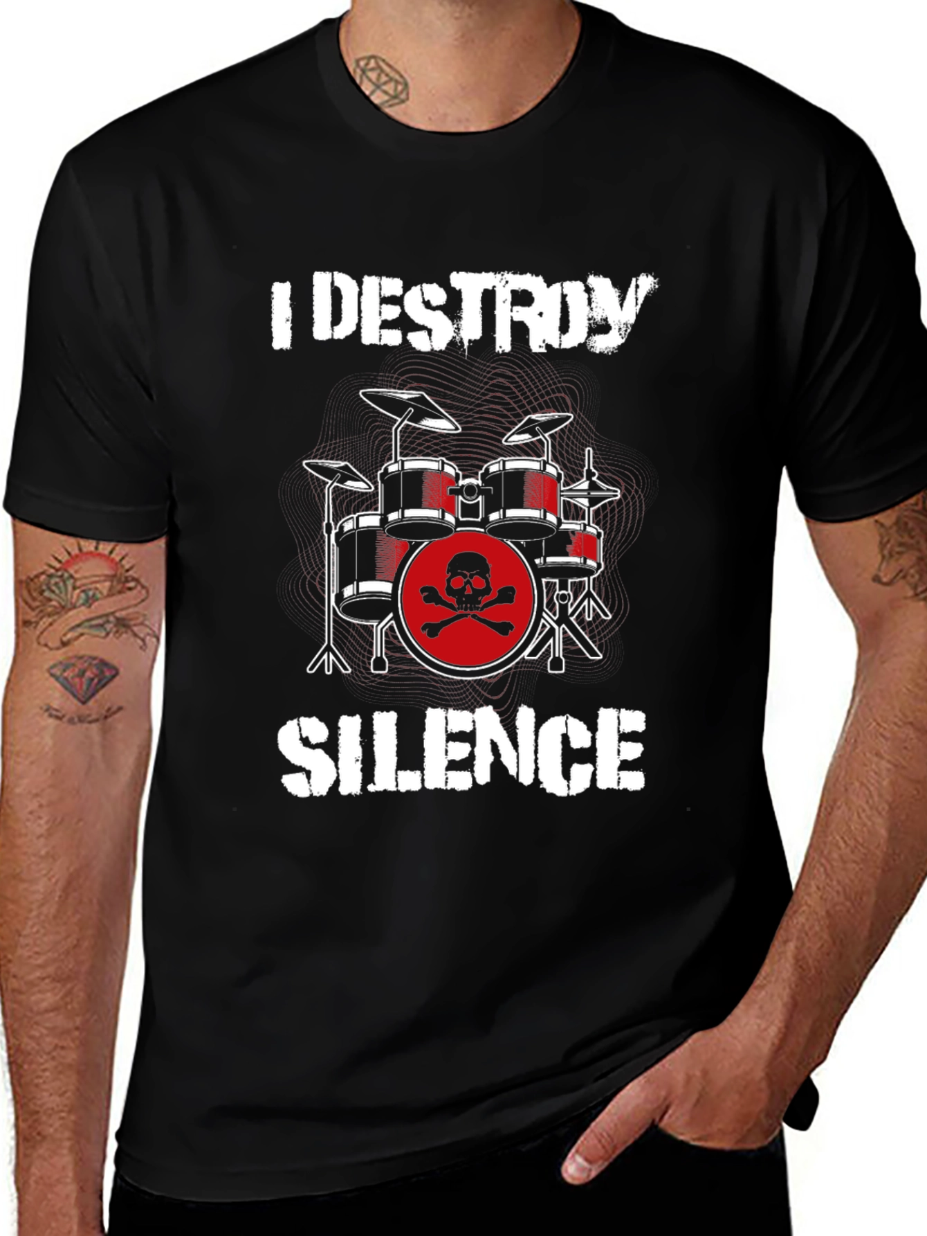 I Destroy Silence Drummer T-Shirt - Rock Band Tee