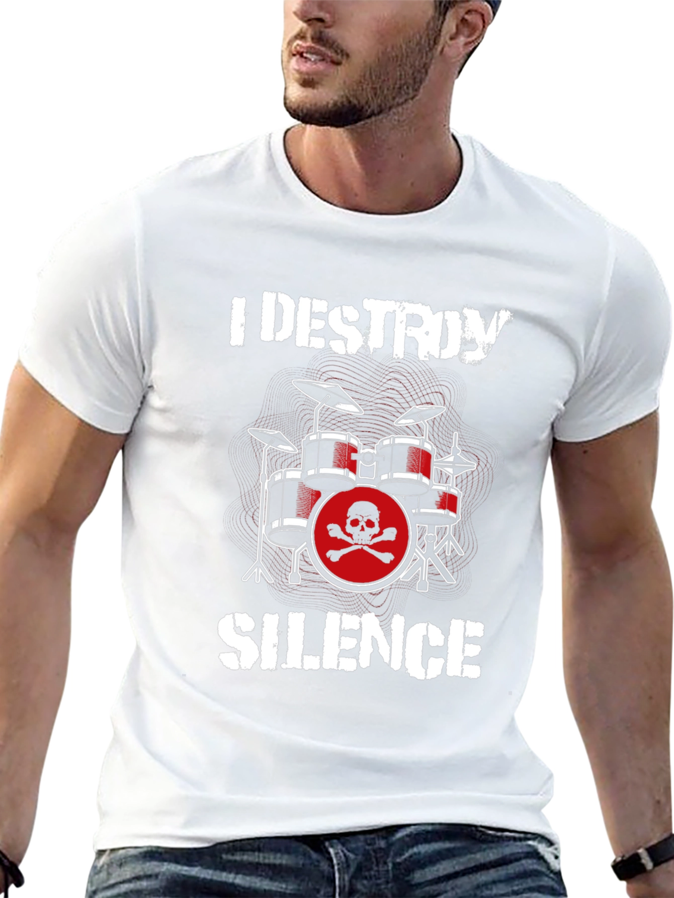 I Destroy Silence Drummer T-Shirt - Rock Band Tee