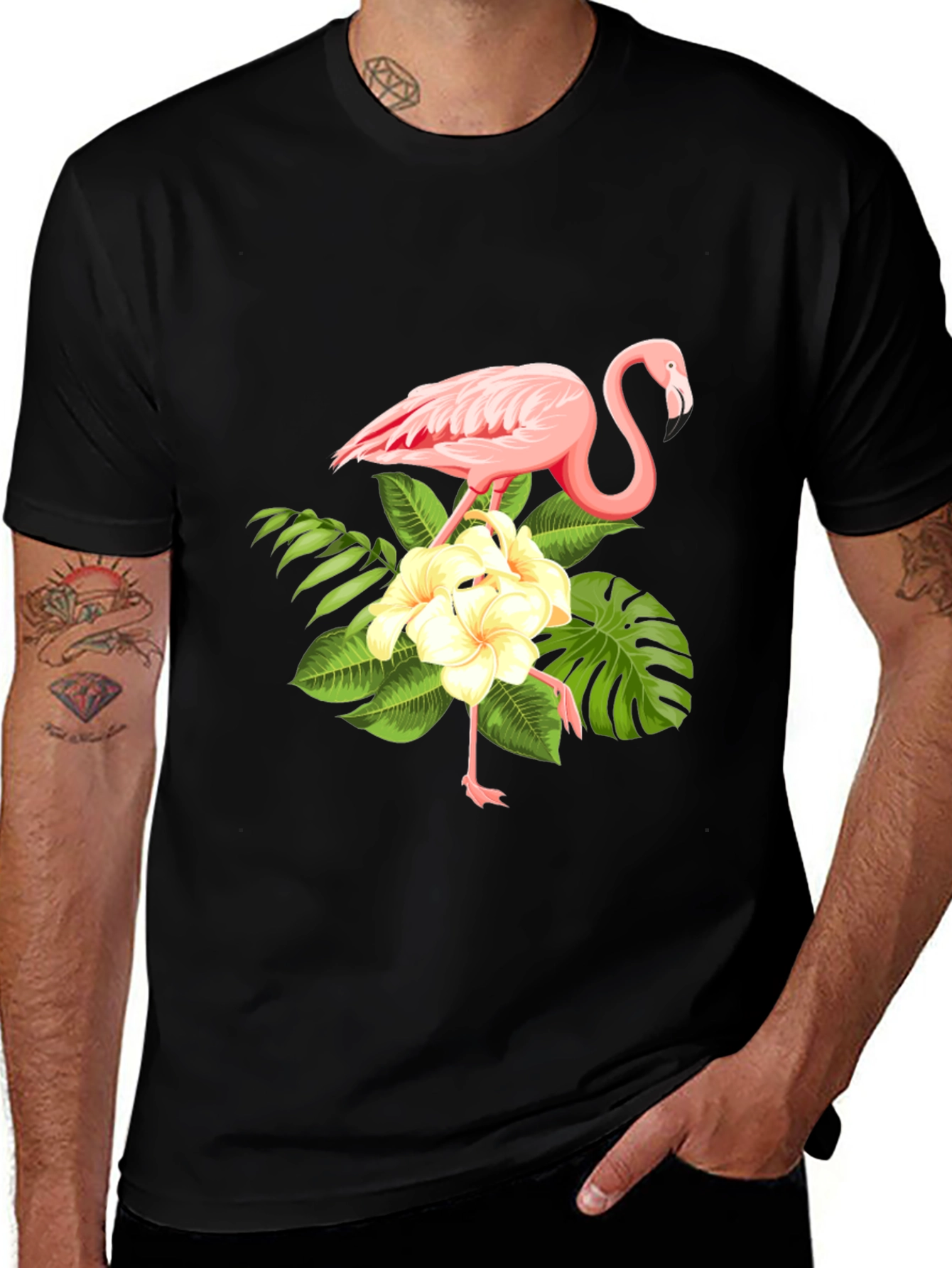 Flamingo Floral Print T-Shirt