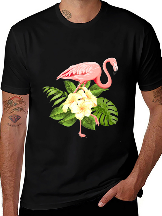 Flamingo Floral Print T-Shirt