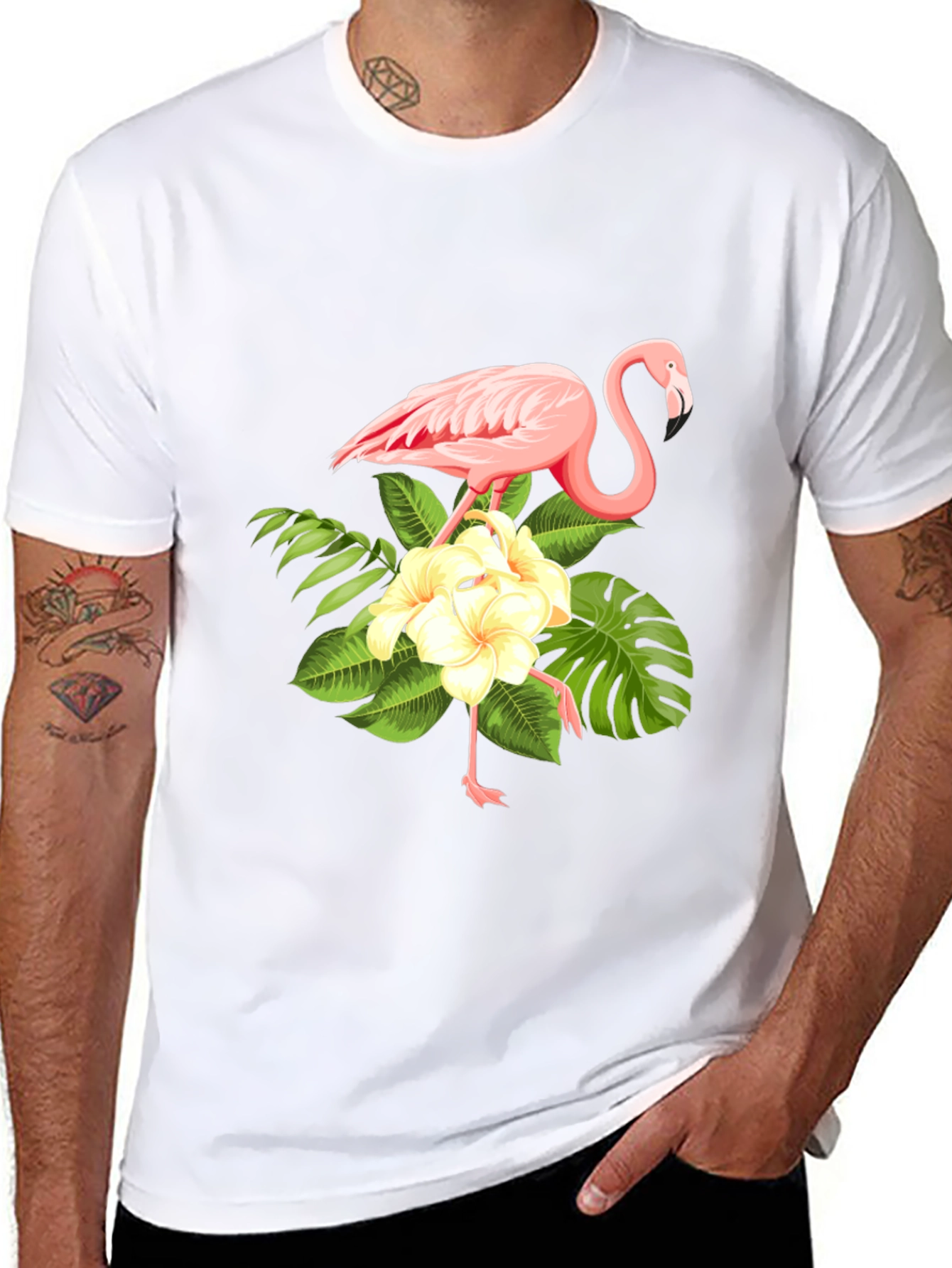 Flamingo Floral Print T-Shirt