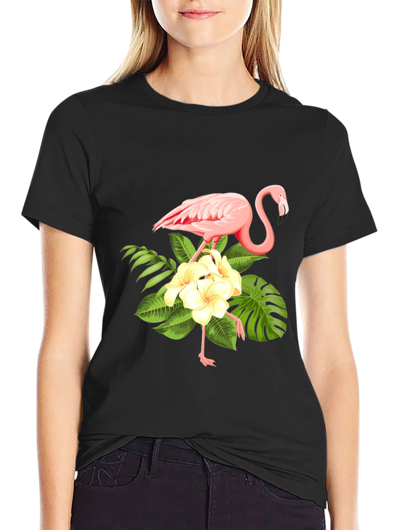 Flamingo Floral Print T-Shirt