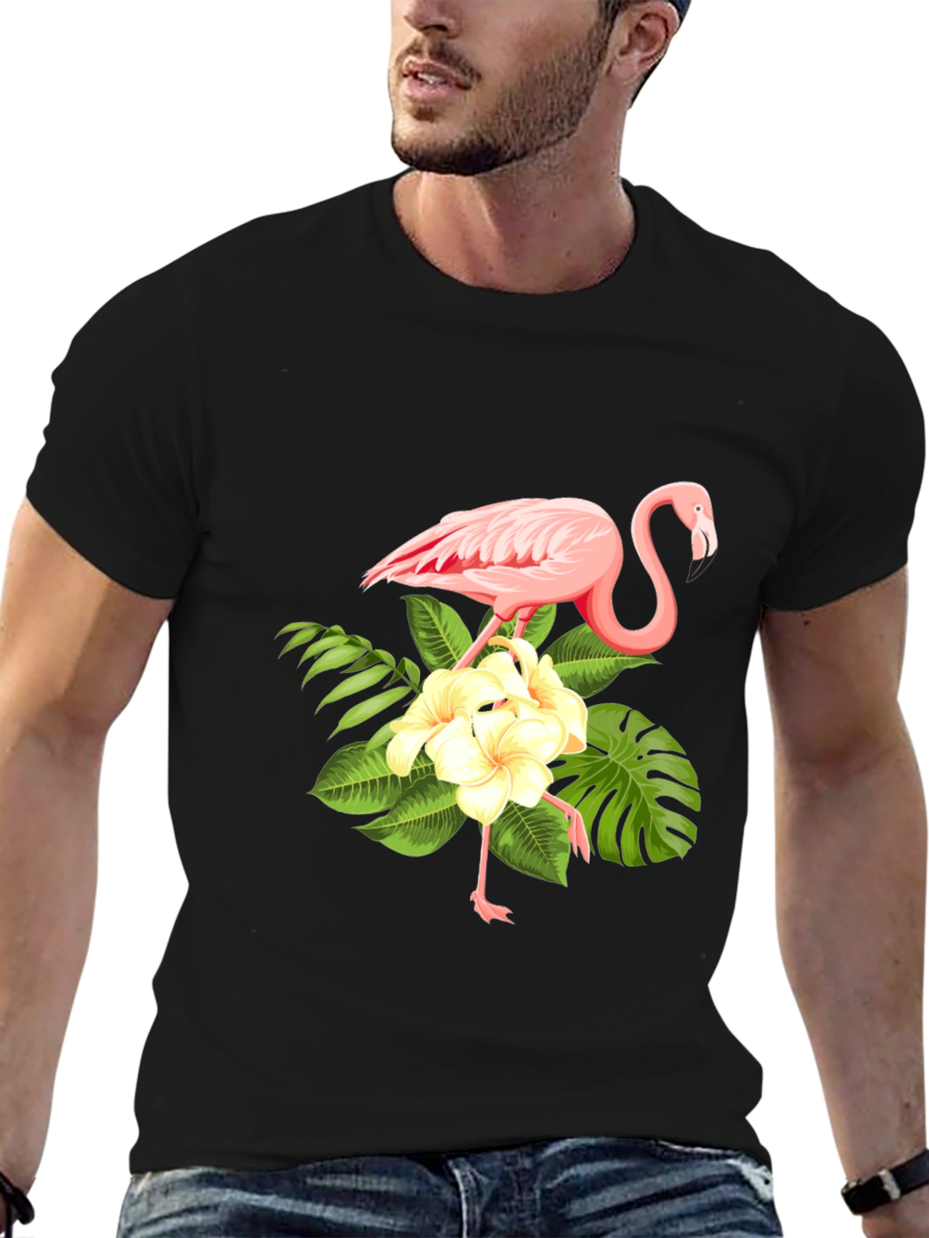 Flamingo Floral Print T-Shirt