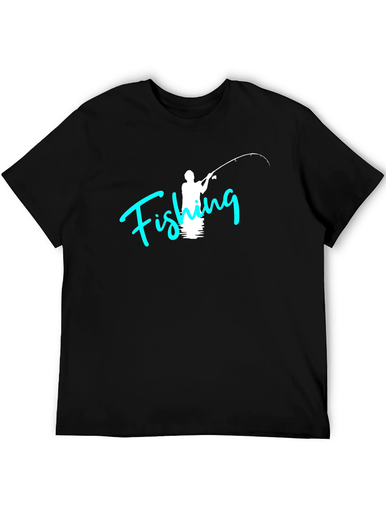 Fishing Graphic Tee - Black Cotton T-Shirt