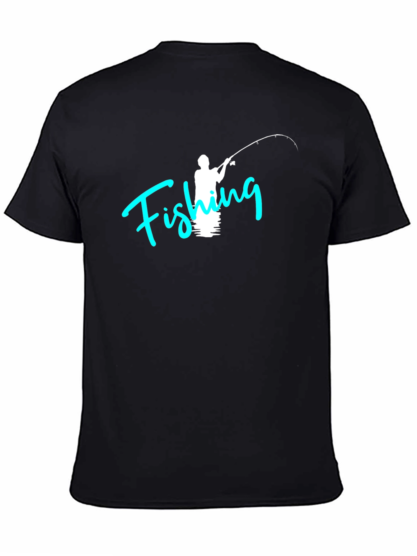 Fishing Graphic Tee - Black Cotton T-Shirt