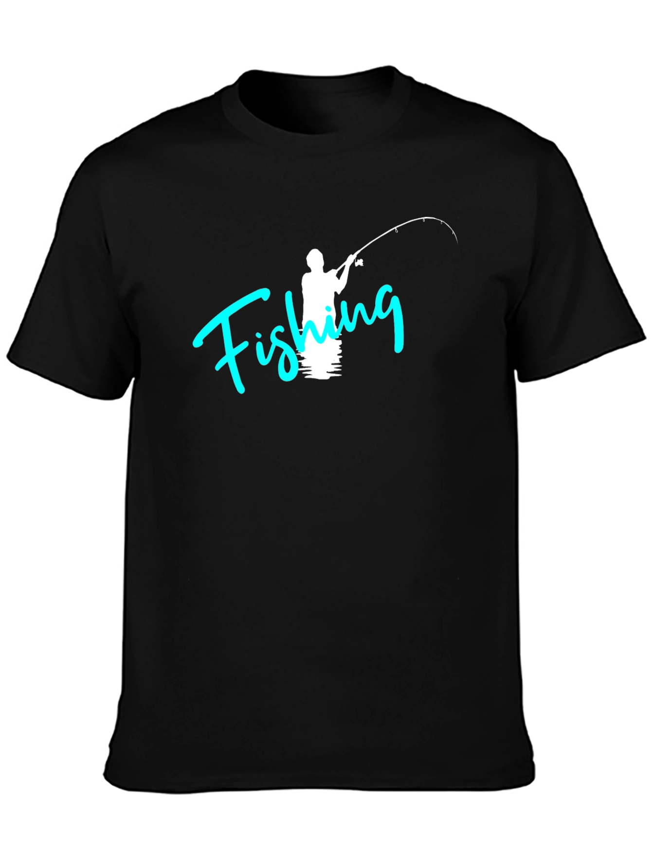 Fishing Graphic Tee - Black Cotton T-Shirt