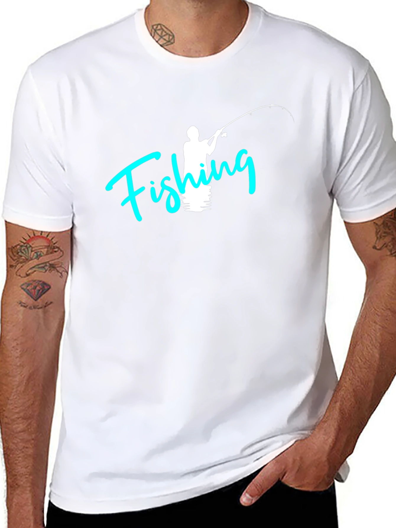 Fishing Graphic Tee - Black Cotton T-Shirt
