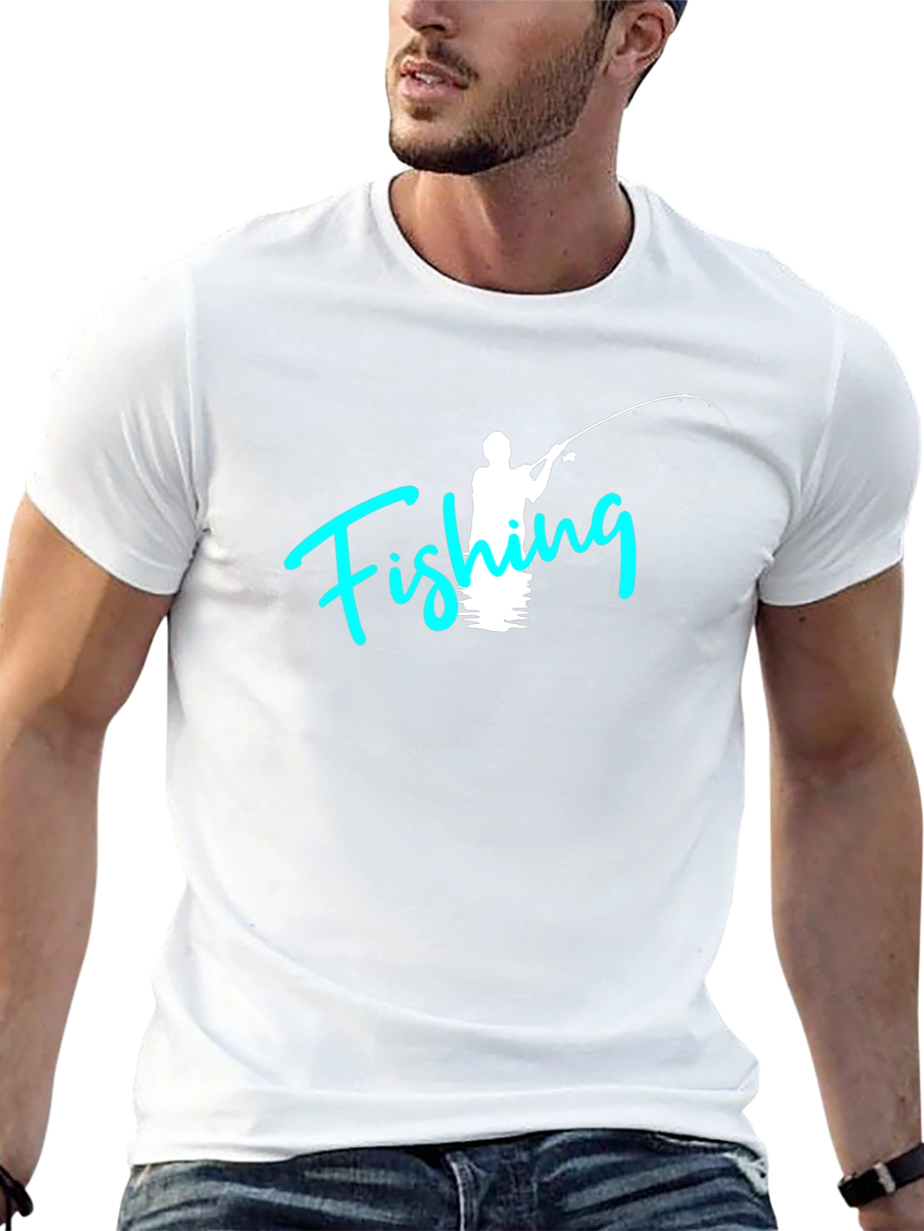 Fishing Graphic Tee - Black Cotton T-Shirt