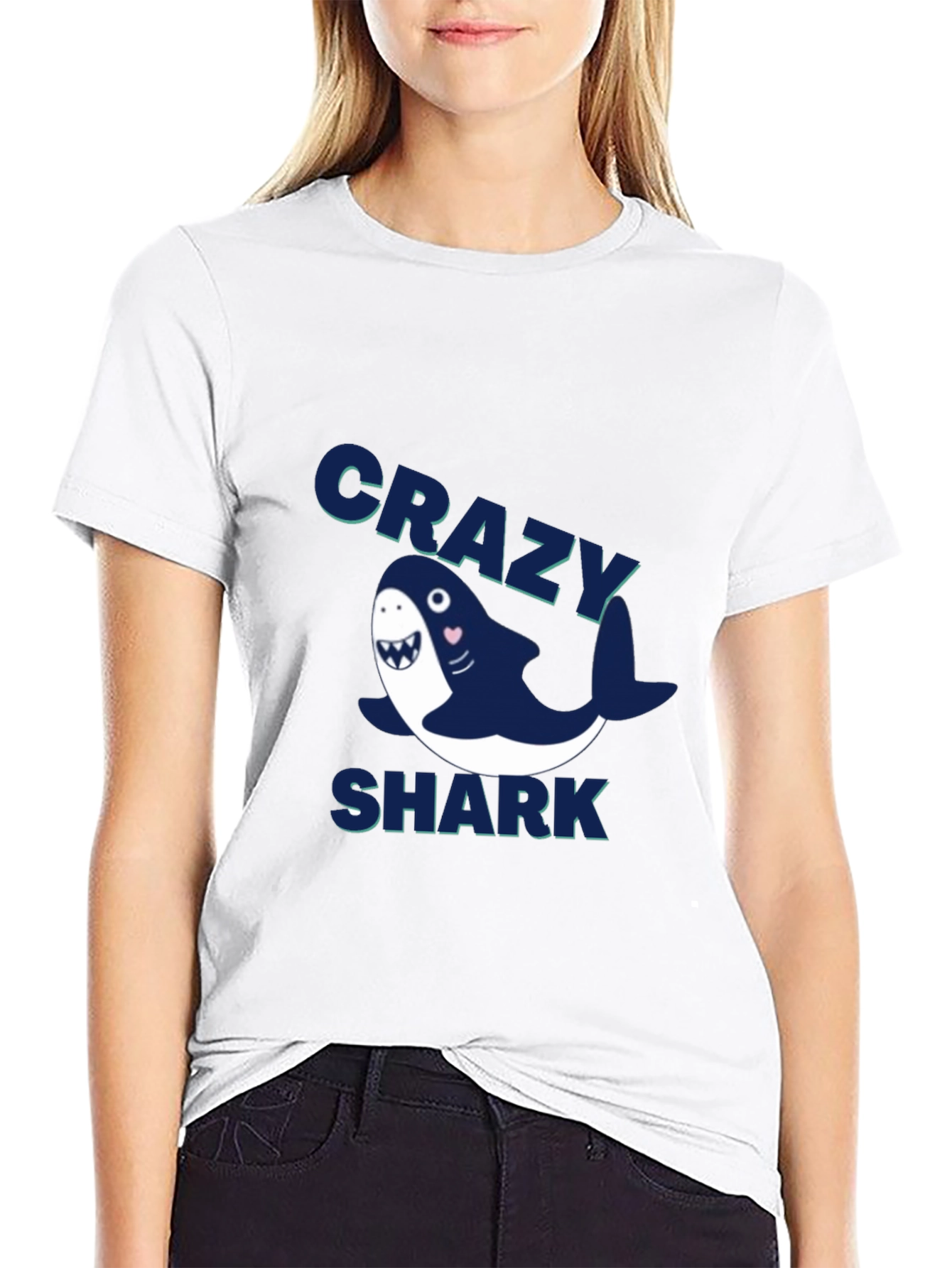 Crazy Shark Graphic Tee - Mens Black T-Shirt