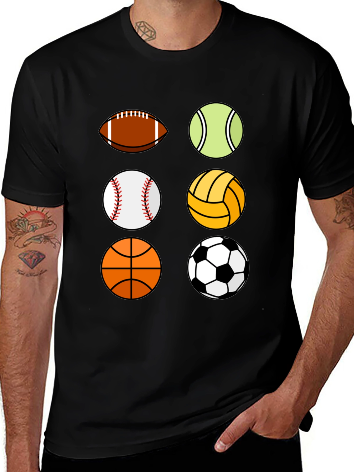 Sports Balls Graphic Print Mens T-Shirt