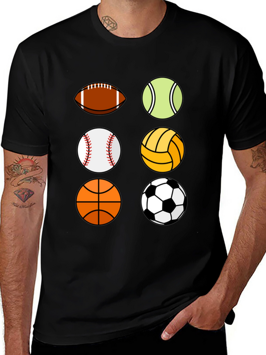 Sports Balls Graphic Print Mens T-Shirt