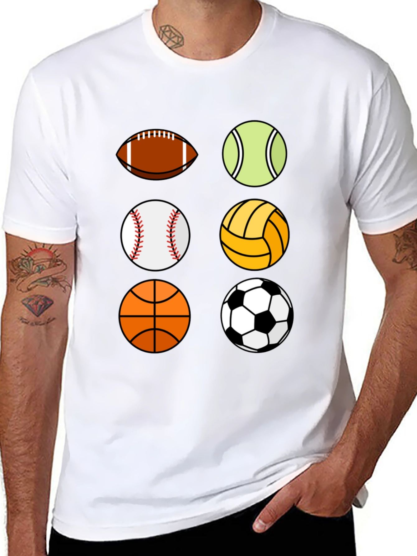 Sports Balls Graphic Print Mens T-Shirt