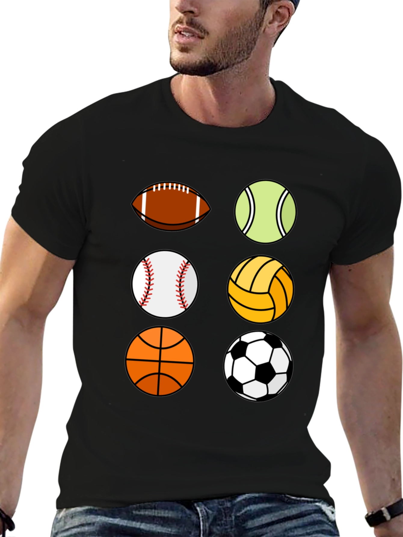 Sports Balls Graphic Print Mens T-Shirt