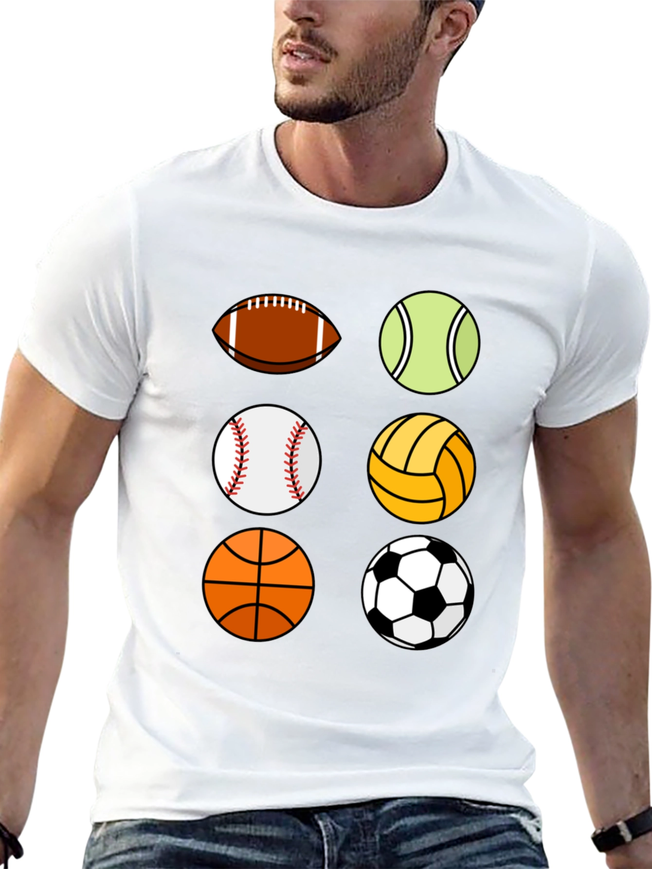 Sports Balls Graphic Print Mens T-Shirt