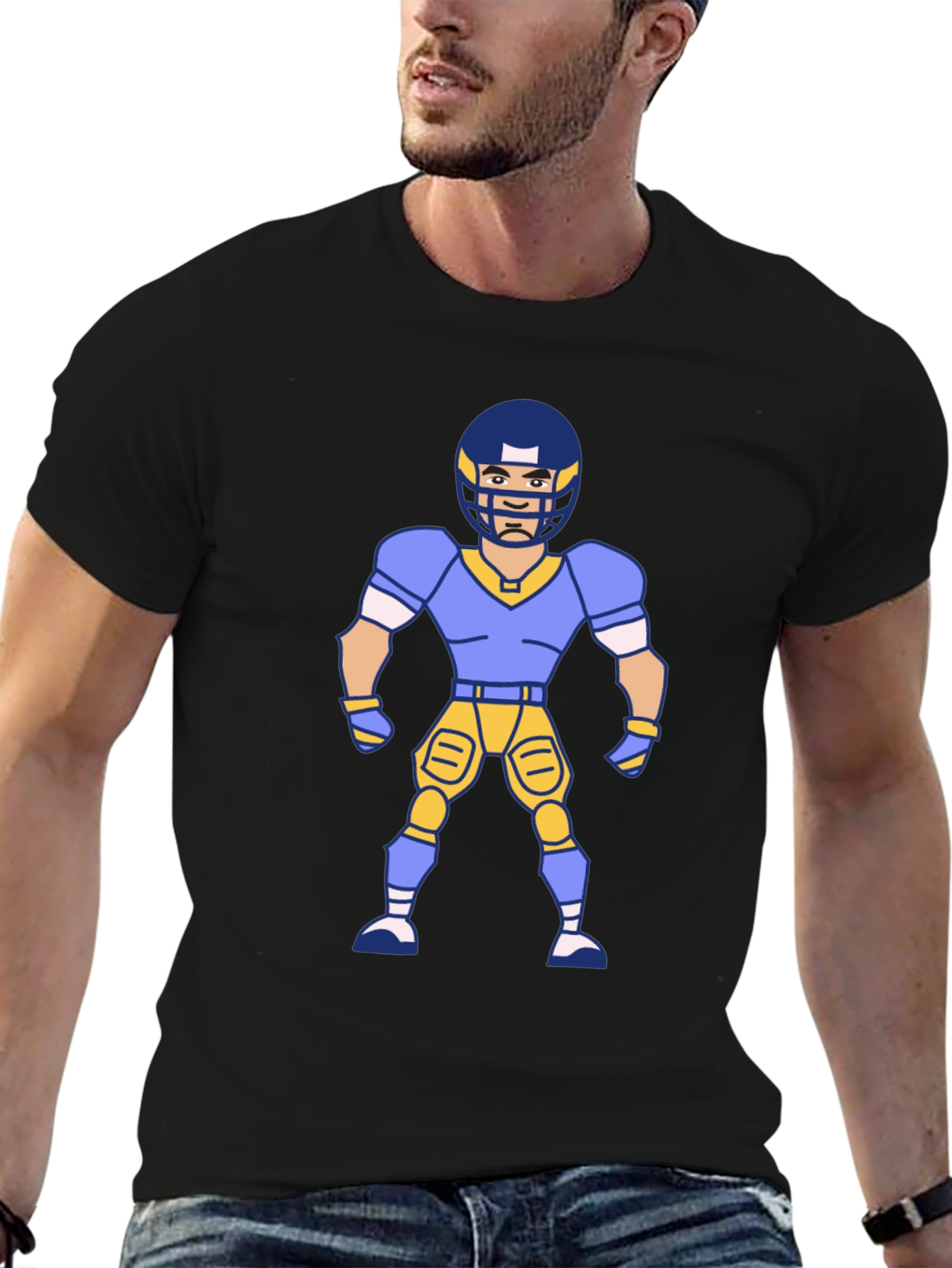 Cartoon Football Player Graphic T-Shirt