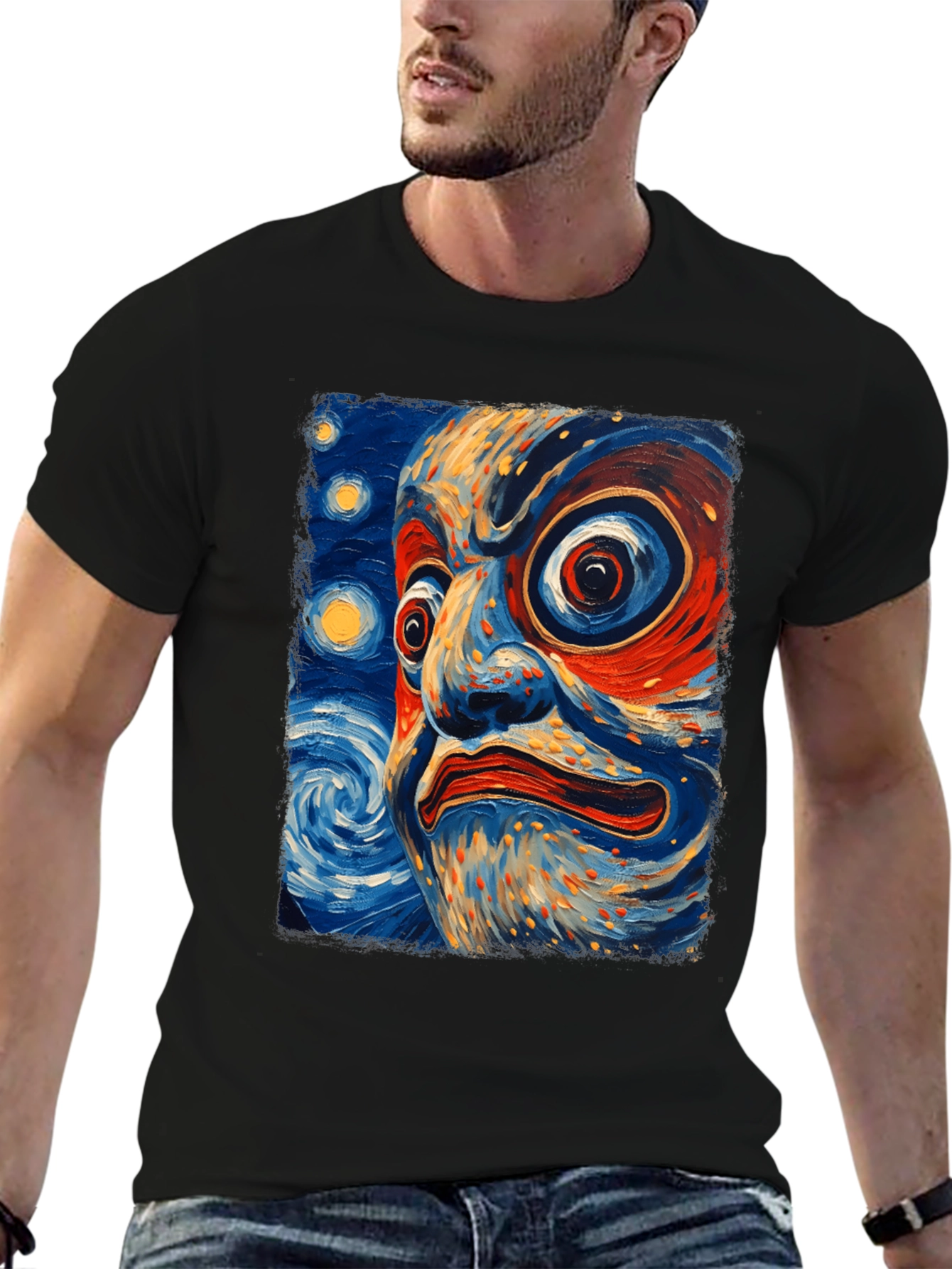 Dramatic Face Art Graphic T-Shirt