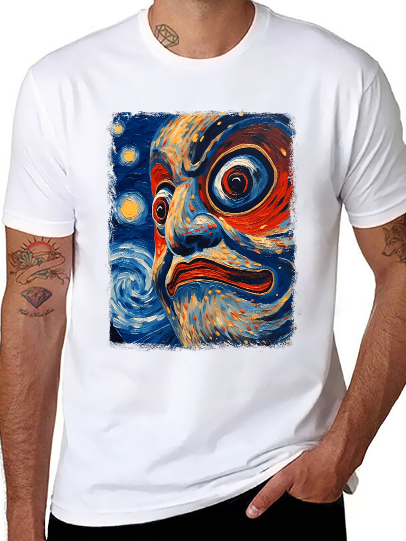 Dramatic Face Art Graphic T-Shirt