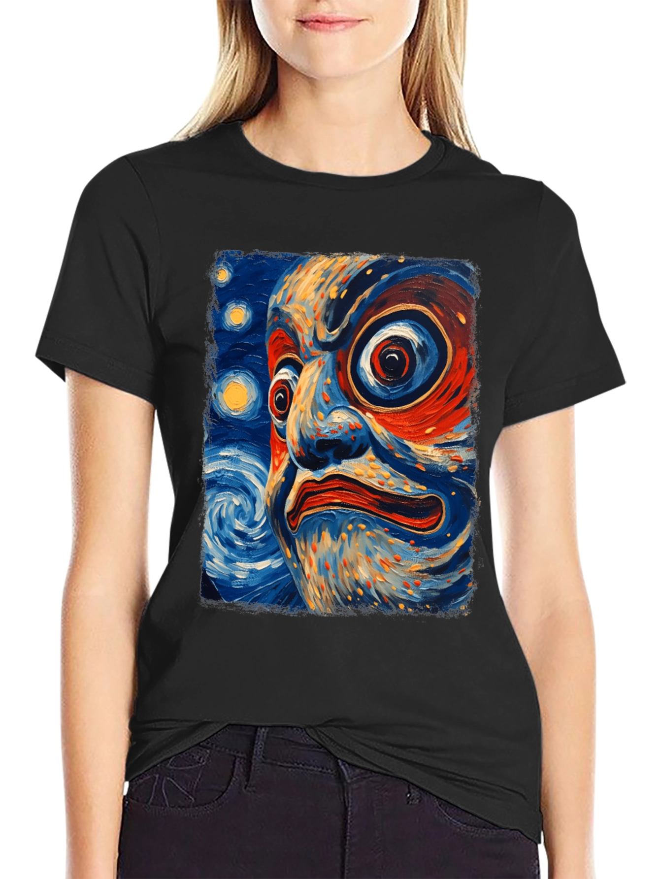 Dramatic Face Art Graphic T-Shirt
