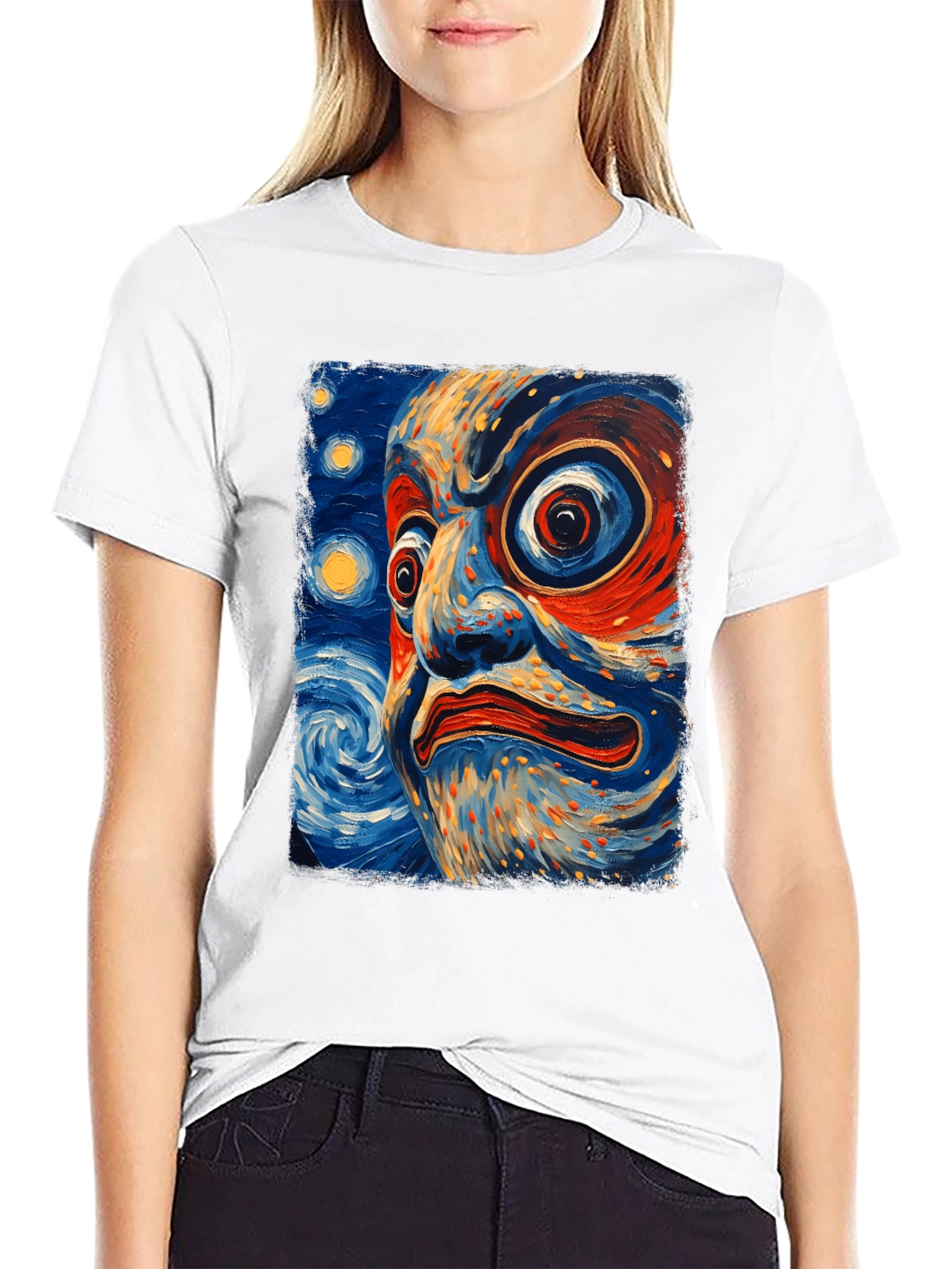Dramatic Face Art Graphic T-Shirt