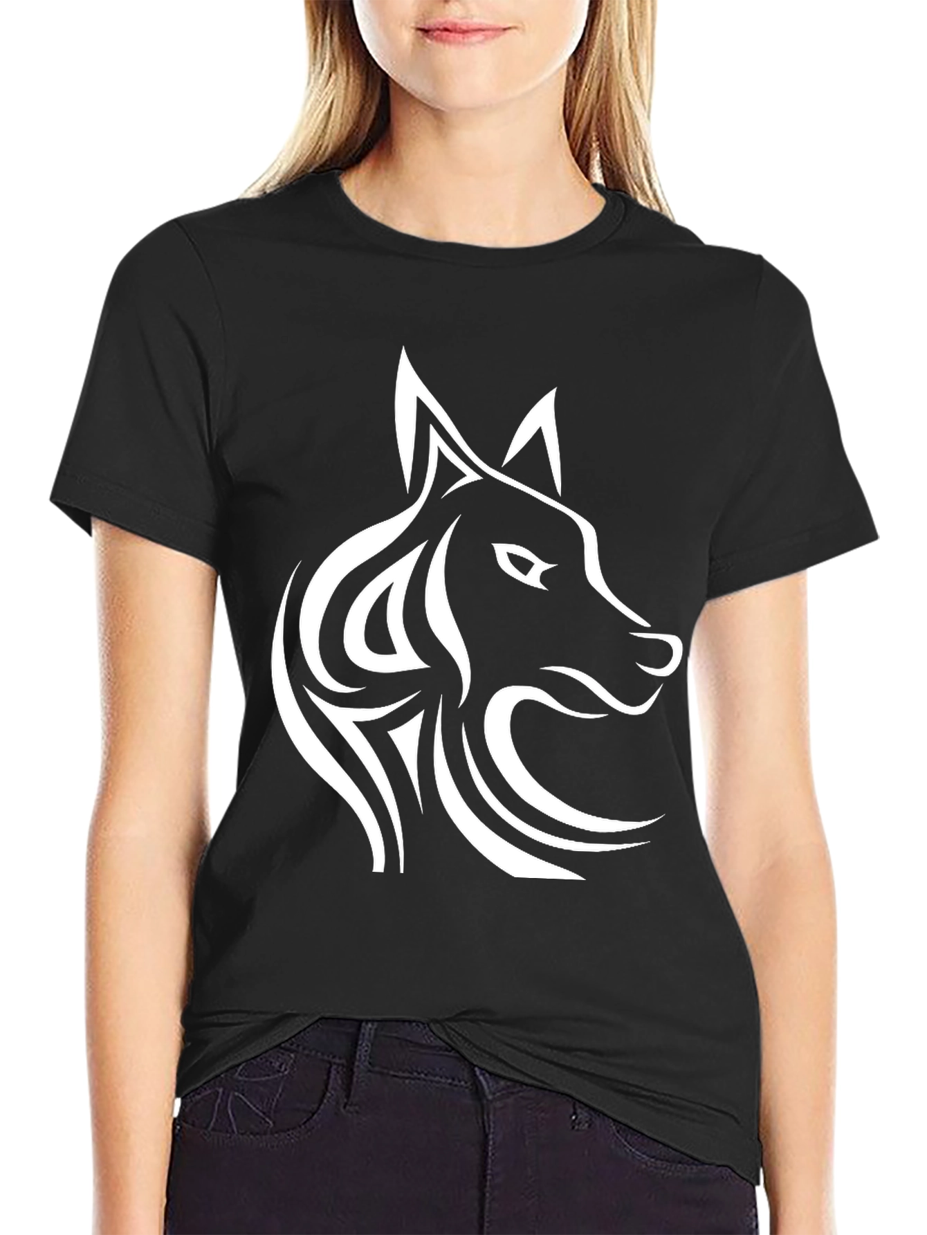 Wolf Graphic Tee - Stylish Mens Black T-Shirt