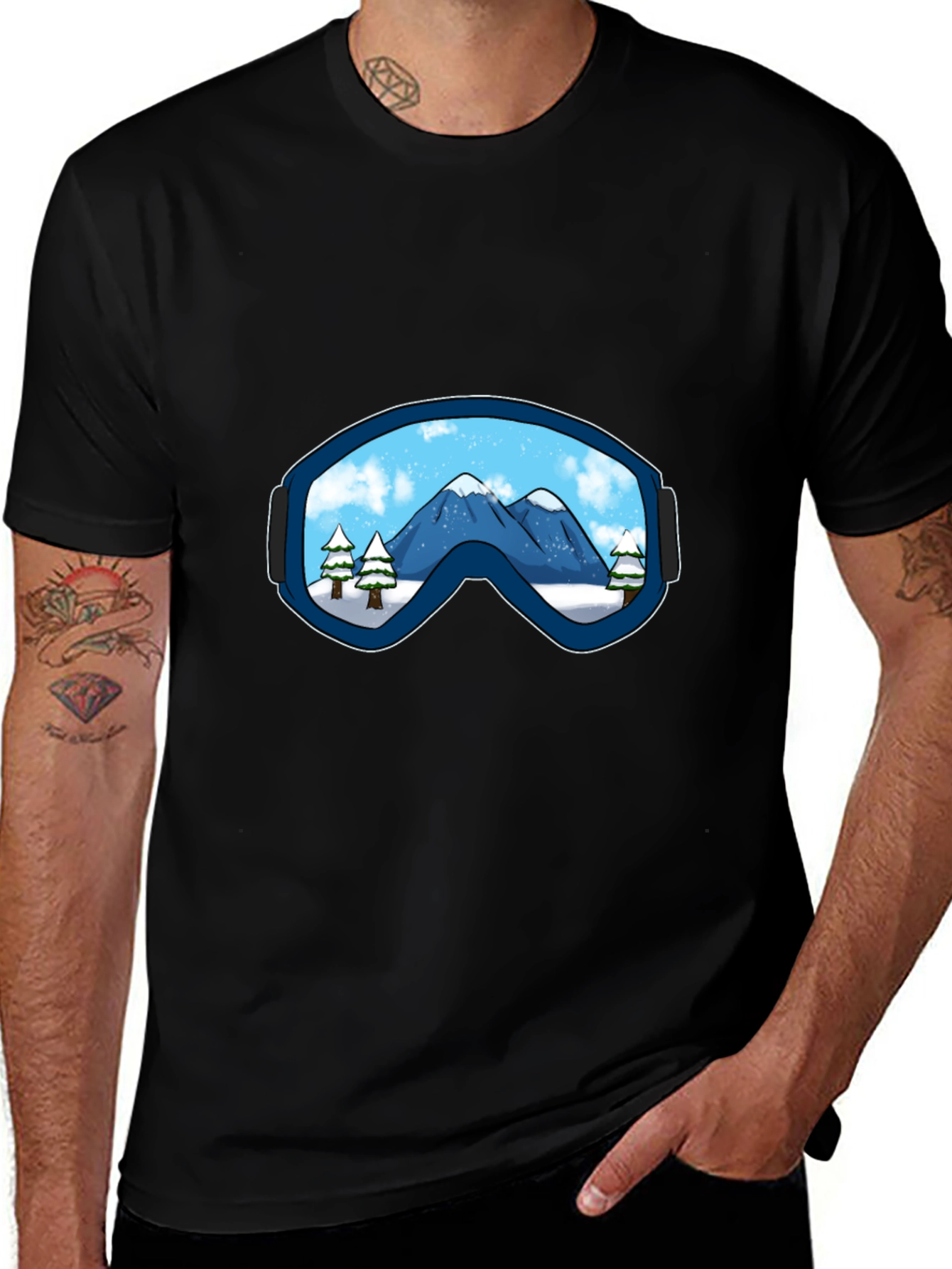 Mountain View Ski Goggles Graphic Tee - Black