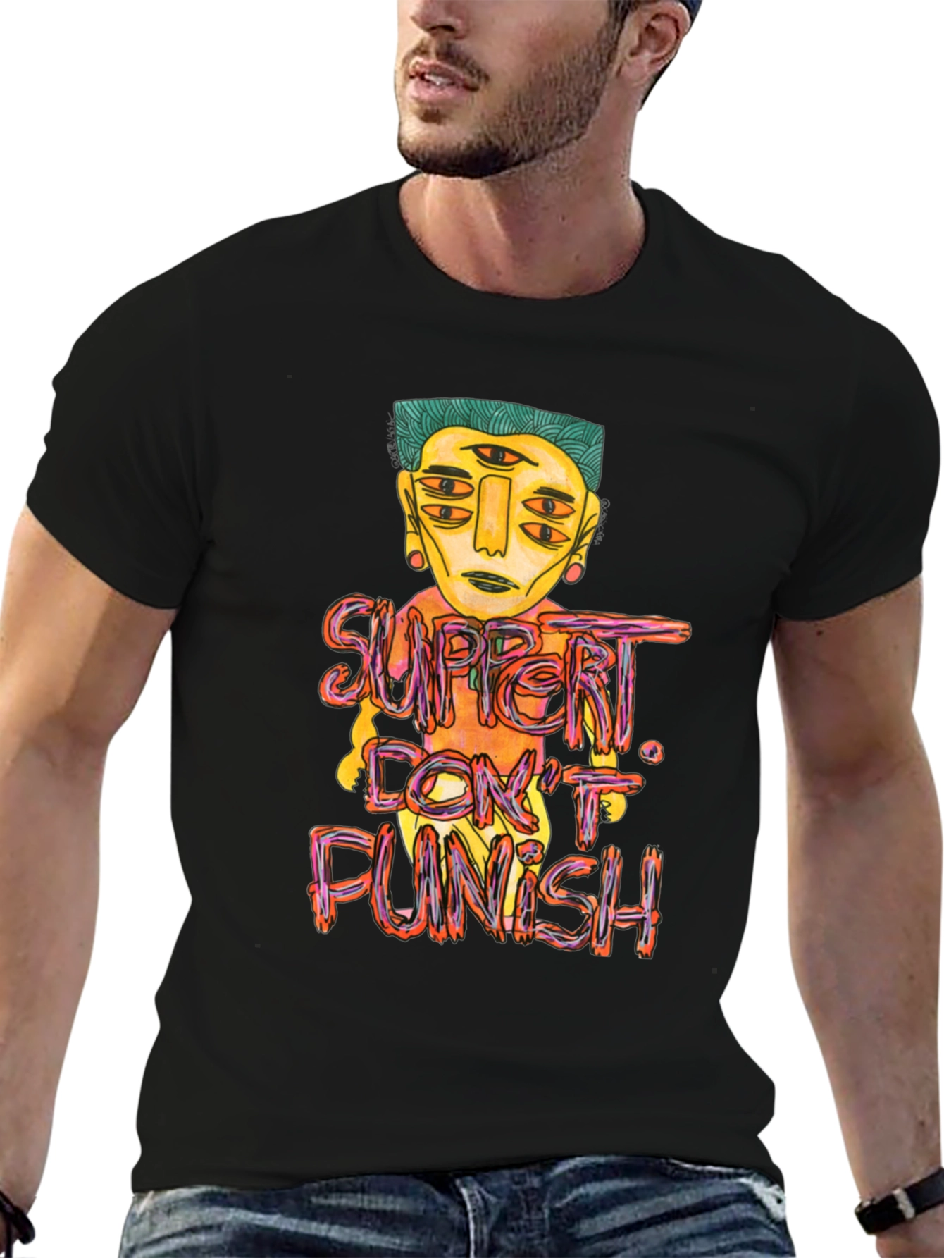 Unique Graphic Tee - Support Dont Punish