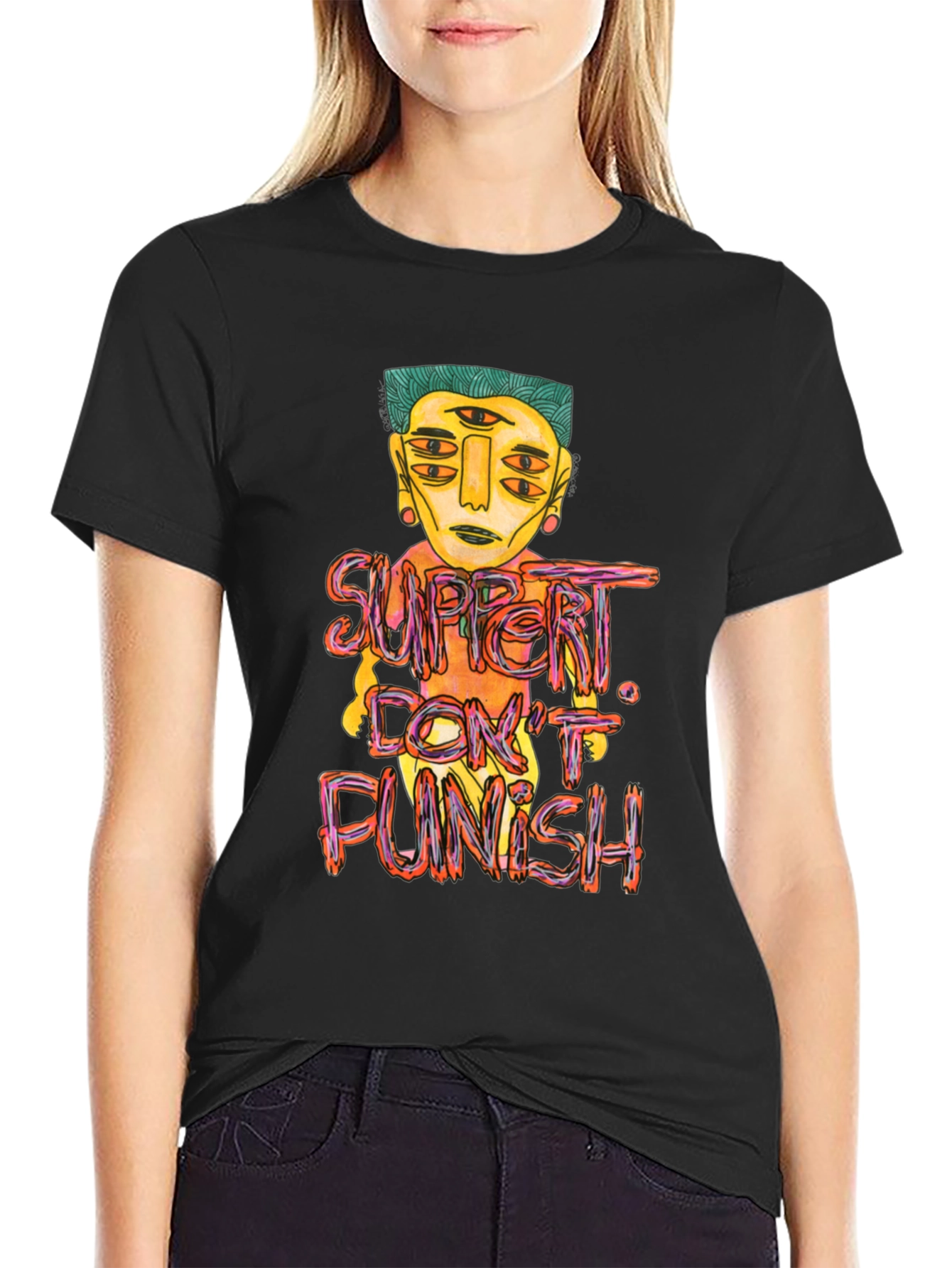 Unique Graphic Tee - Support Dont Punish